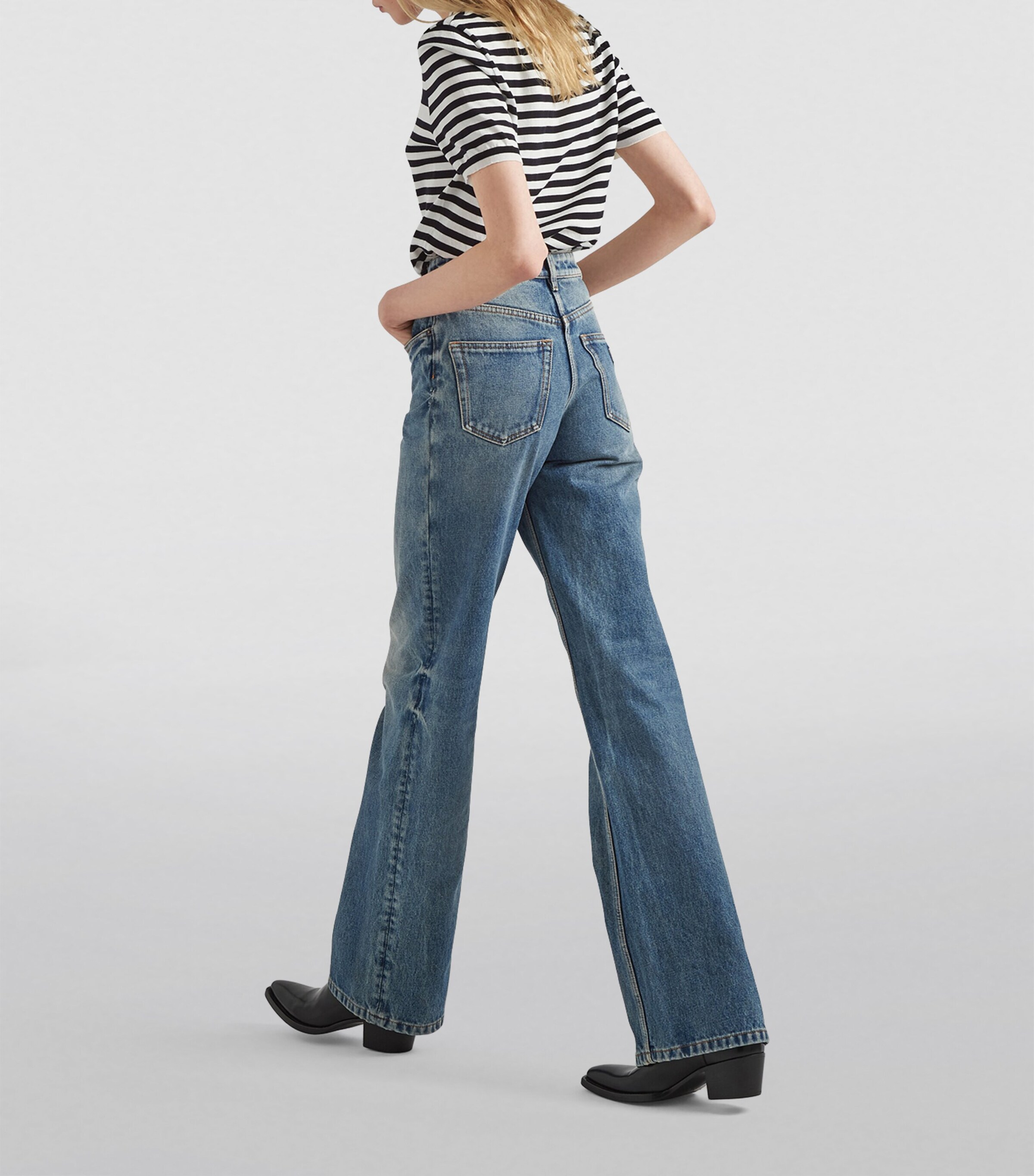 Prada Womens Bleached-Wash High-Rise Boyfriend Jeans Image 4