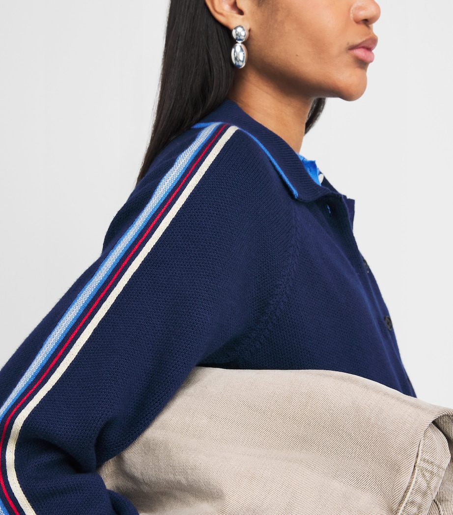 Guest In Residence Womens Cotton-Blend Varsity Cardigan Nav Navy Image 3