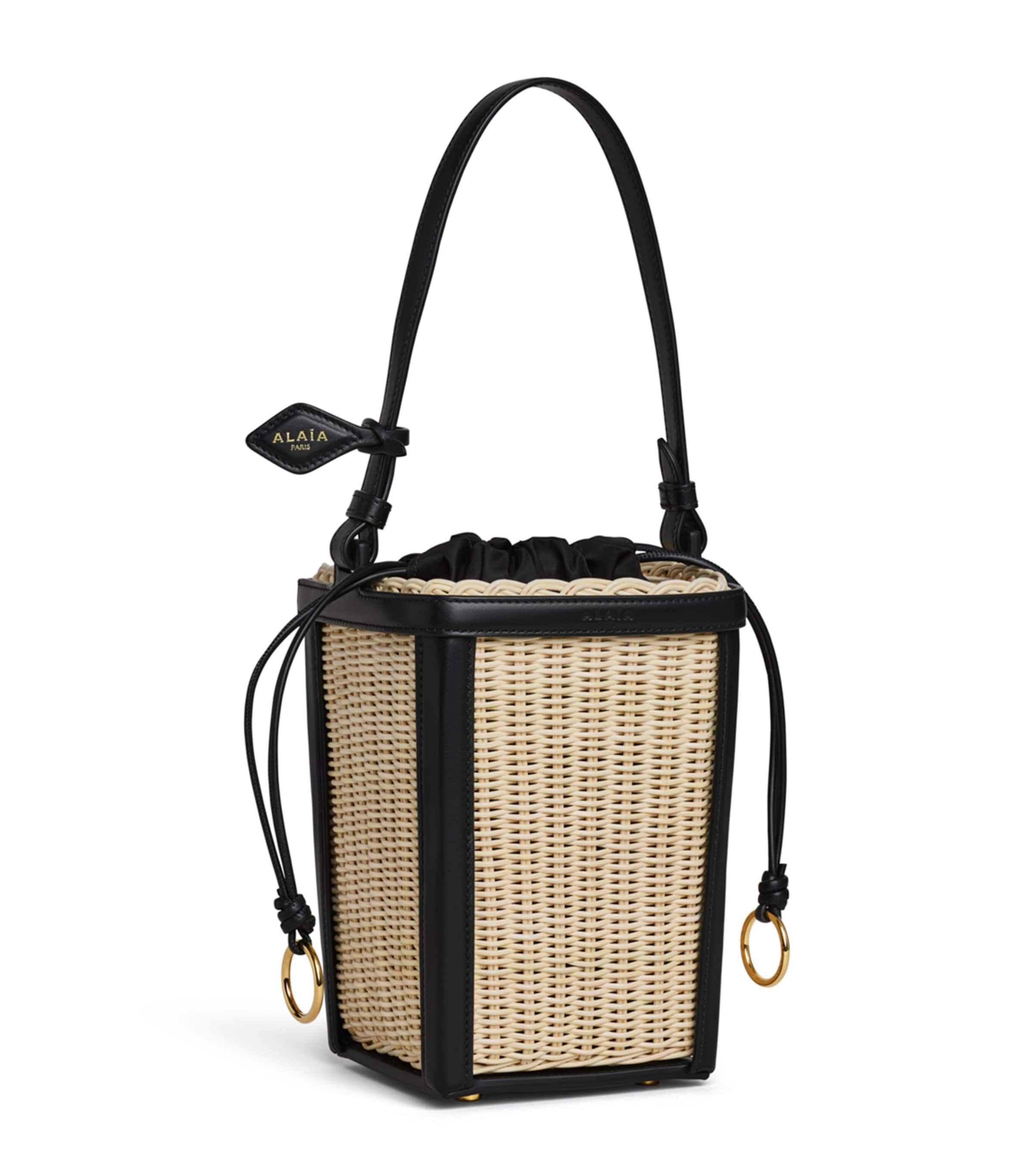 Alaïa Small Wicker Bucket Bag Black Image 2