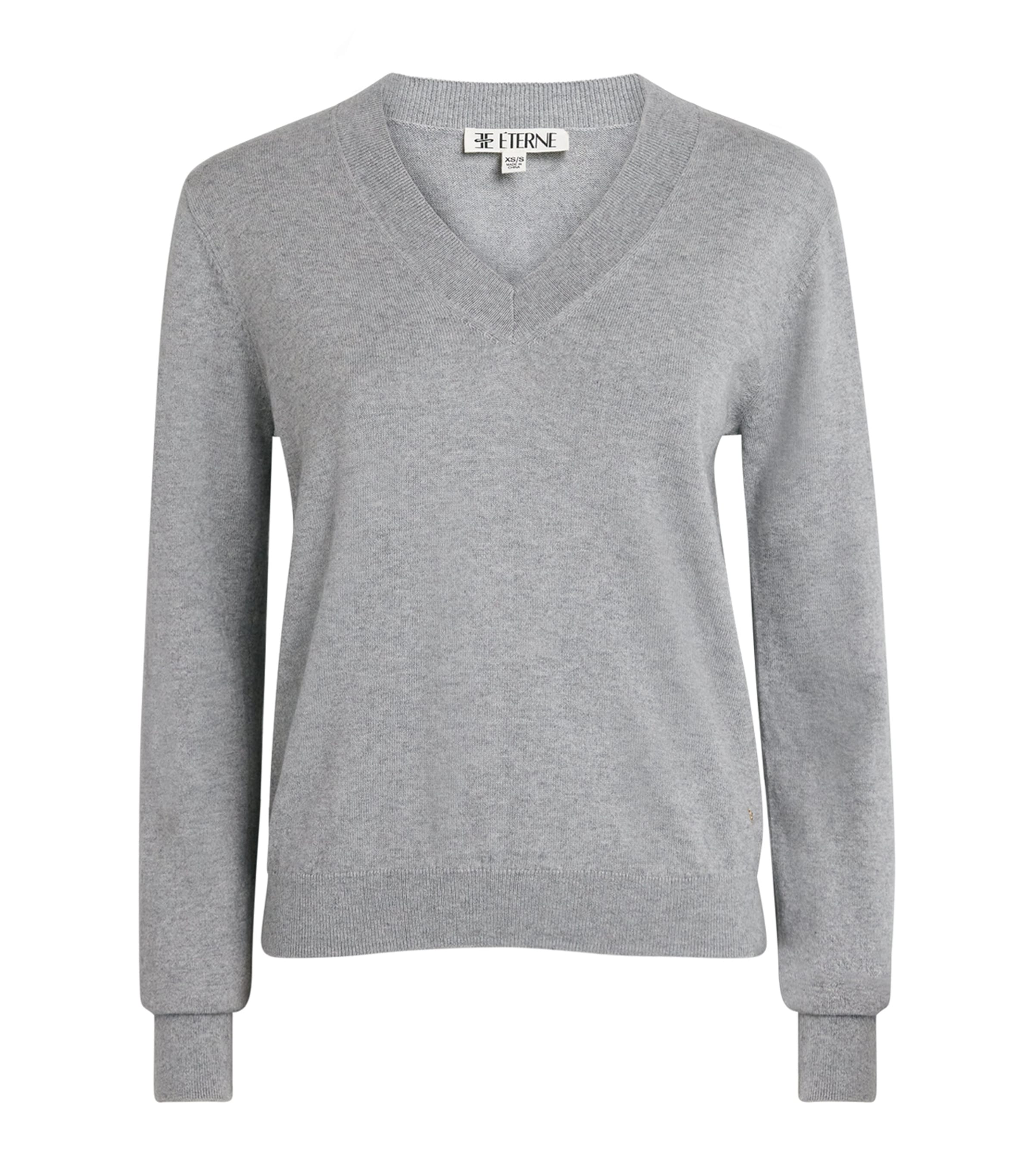 ÉTERNE Womens Cotton-Cashmere Lennox Sweater Grey Image 1