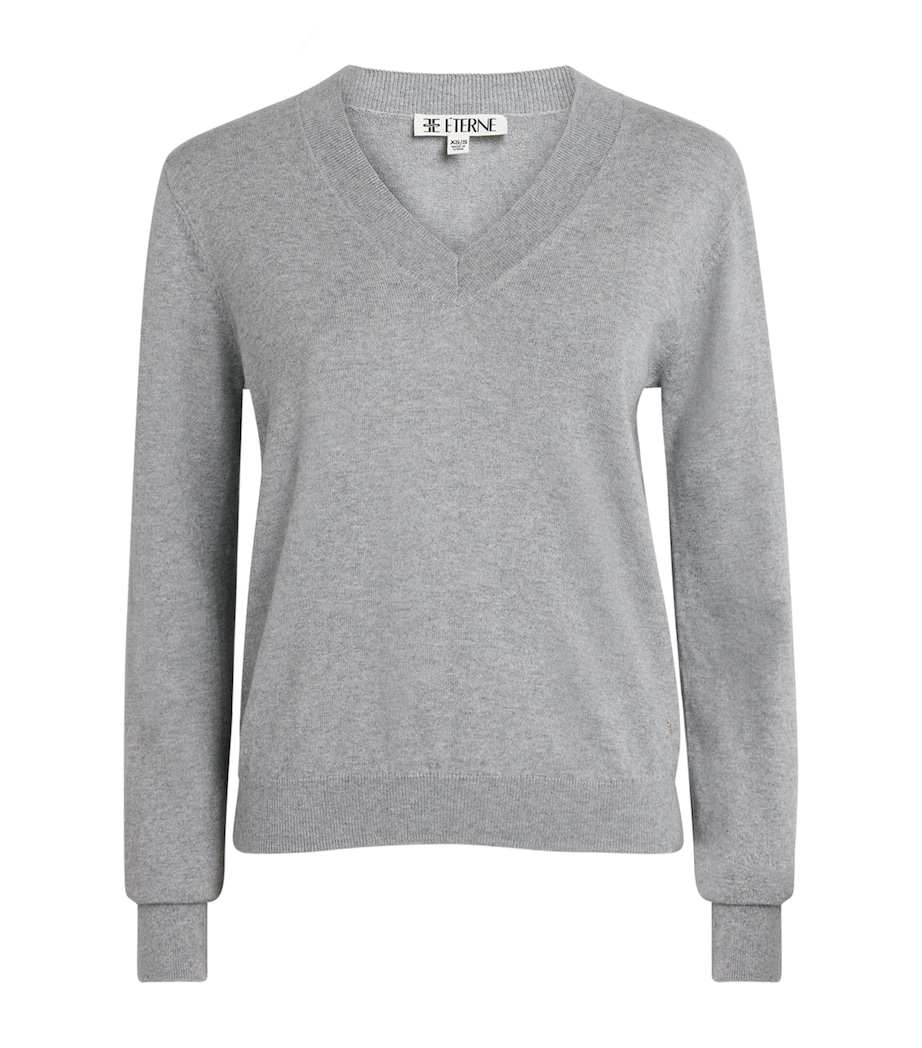 ÉTERNE Womens Cotton-Cashmere Lennox Sweater Grey Image 1