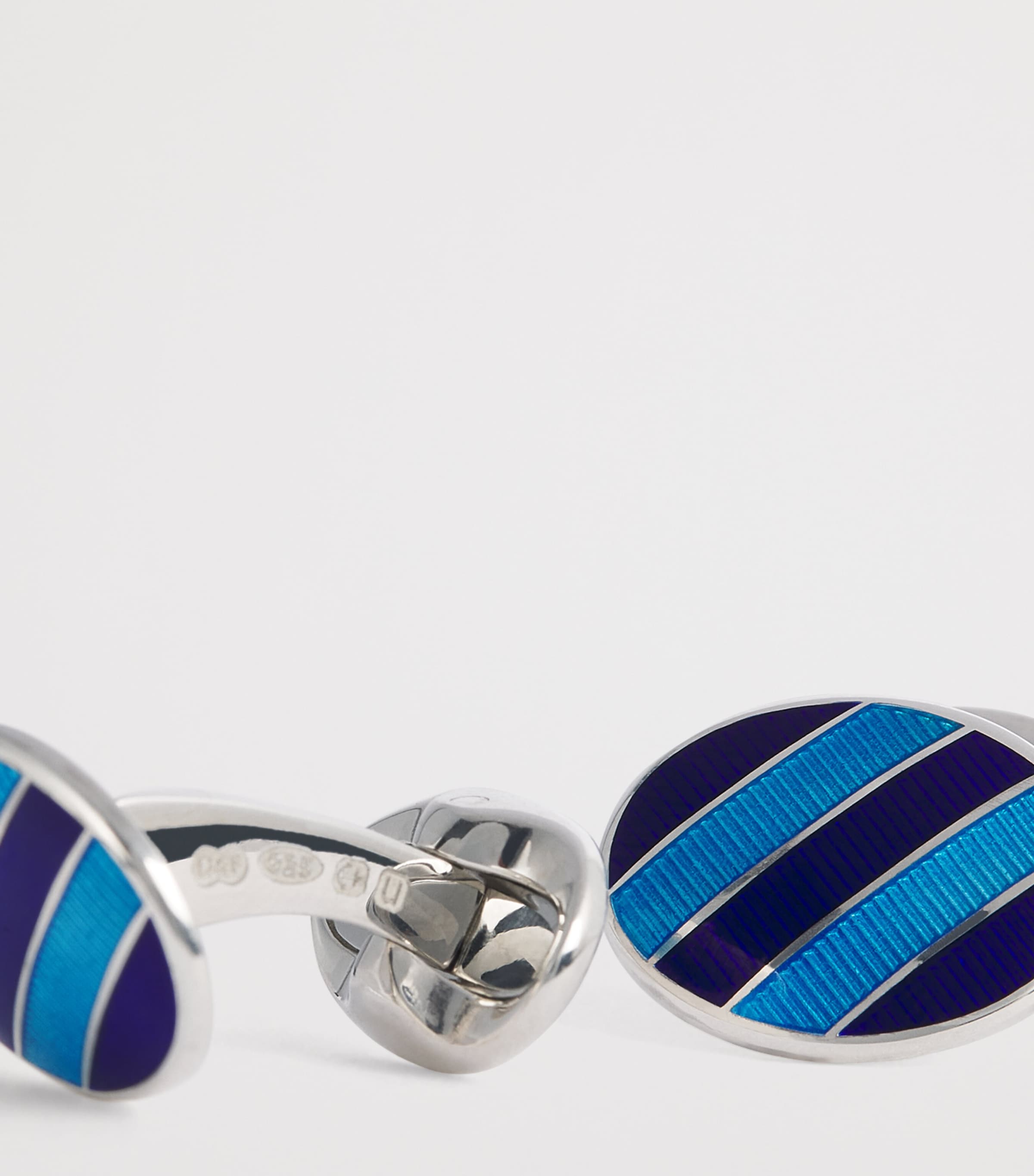Deakin & Francis Sterling Silver Denim Enamel Cufflinks Blue Image 5