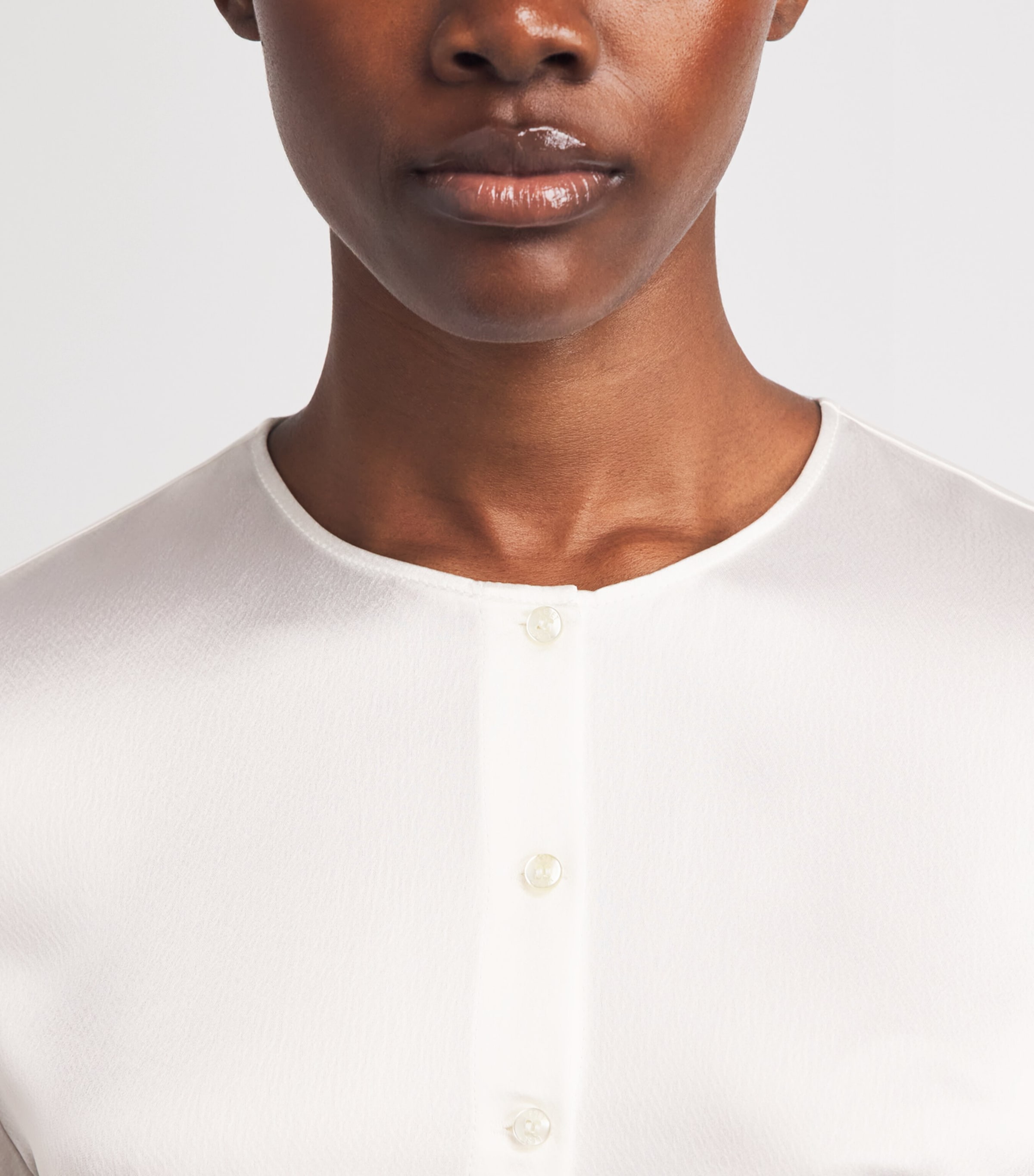 LESET Womens Satin Short-Sleeve Barb Cardigan Optic White Image 3