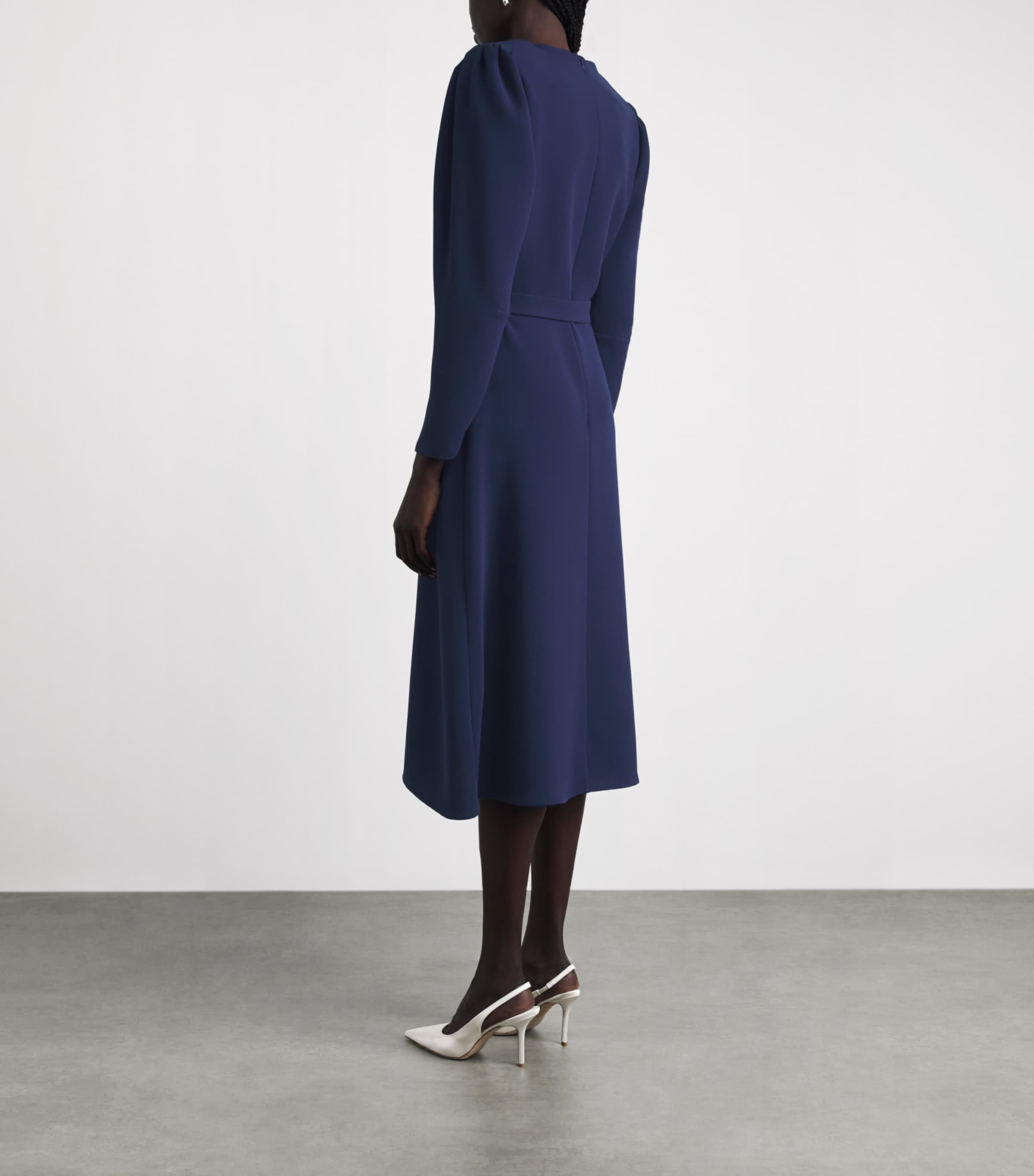 Edeline Lee Womens Belted A-line Midi Dress Nav/navy Image 4