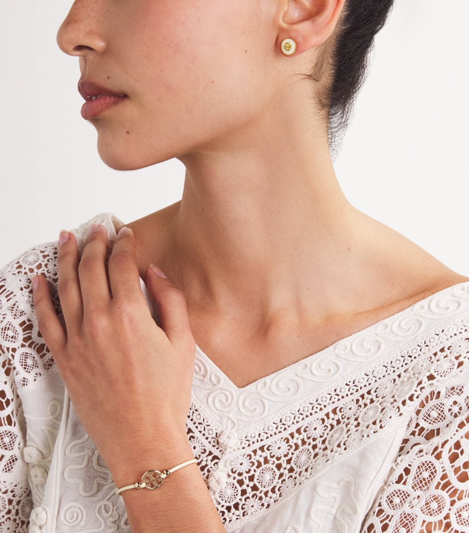 Enamel-Trim Kira Circle Studs TORY GLD / NW IVRY Image 5