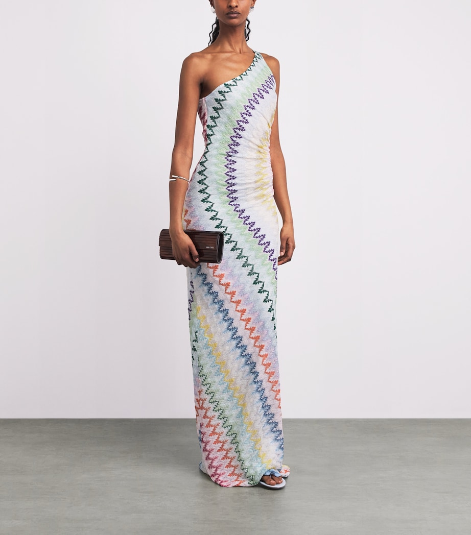 Missoni Womens One-Shoulder Zigzag Maxi Dress Mlti/white Bse Image 2