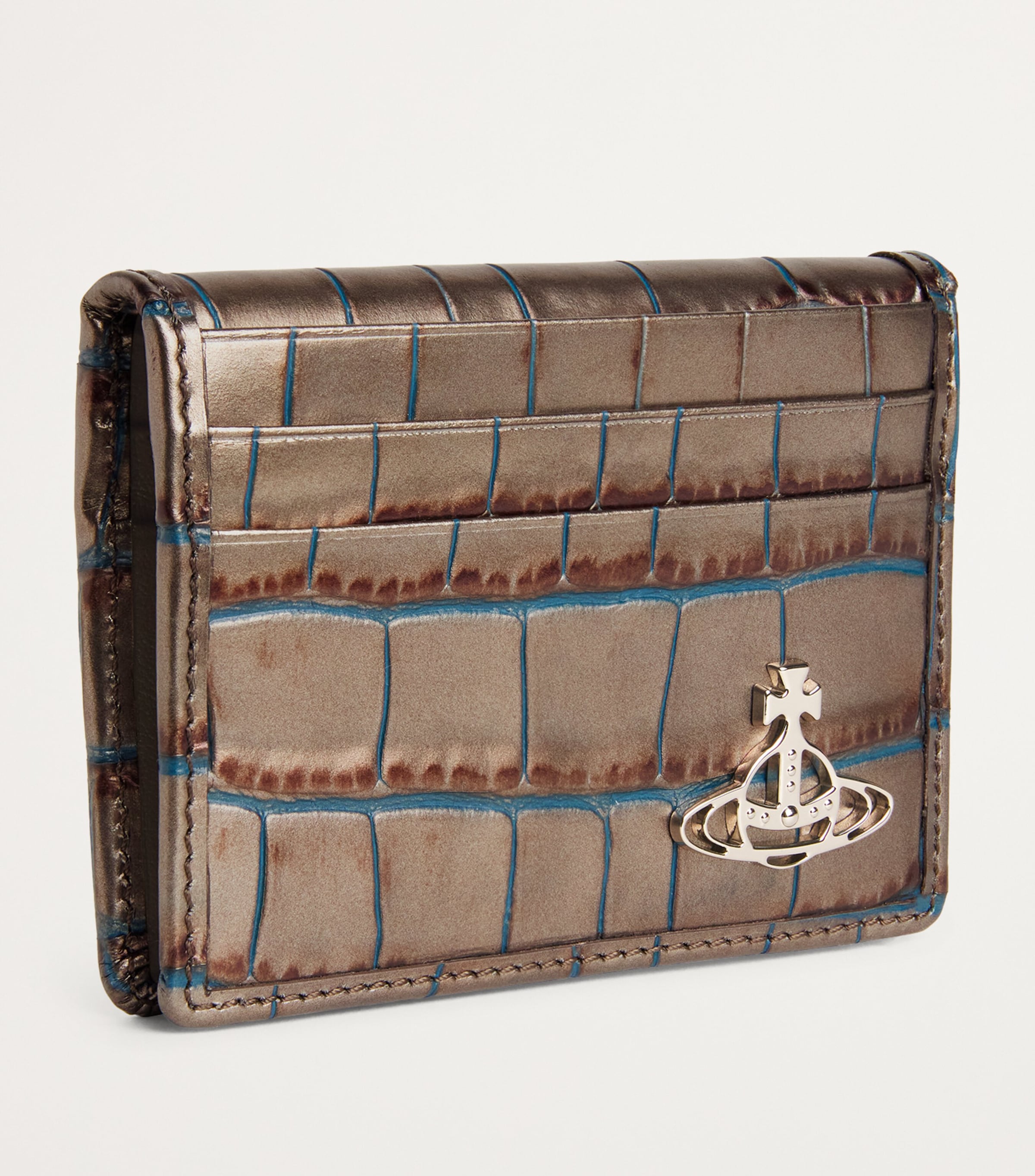 Vivienne Westwood★ORB CROCODILE CARD HOLDER Vivienne Westwood Leather Croc-Embossed Orb Card Holder