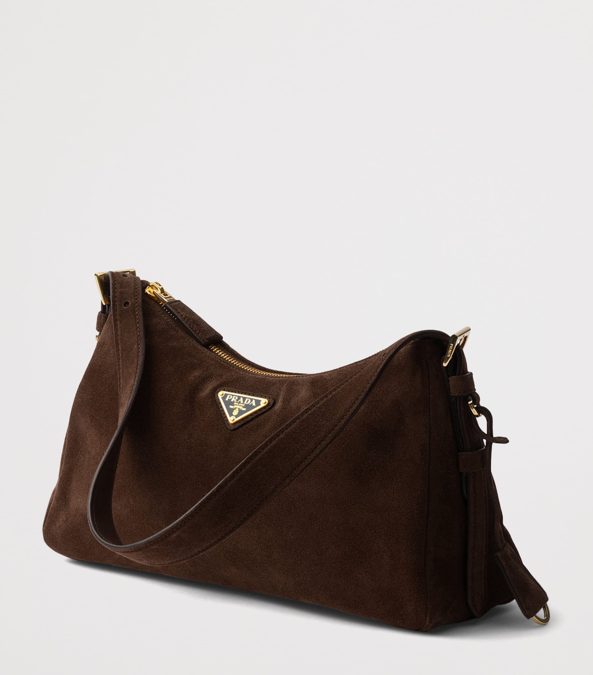 Prada Womens Medium Suede Aimée Shoulder Bag Brown Image 2