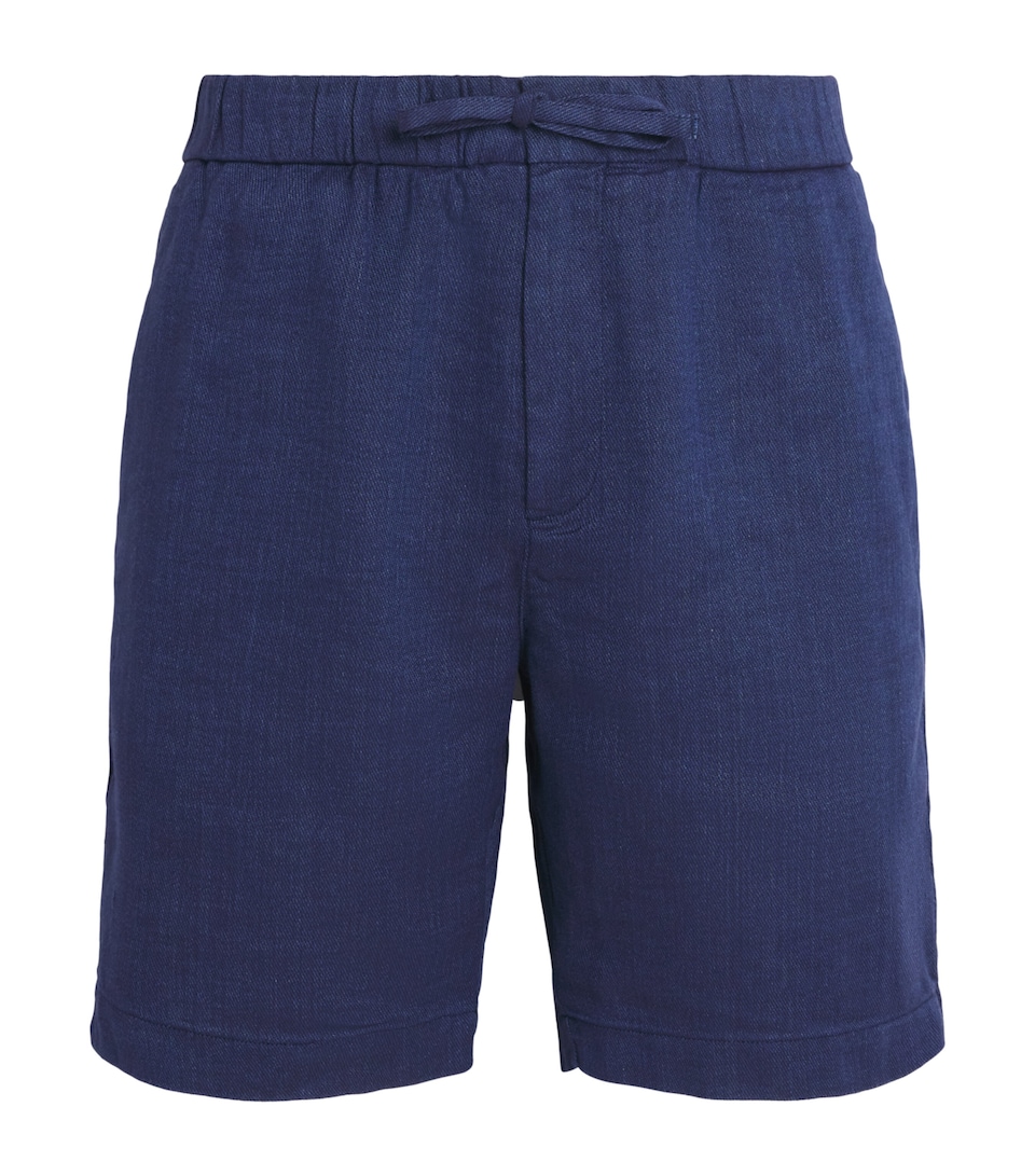 Frescobol Carioca Linen-Cotton Felipe Shorts Navy Blue
