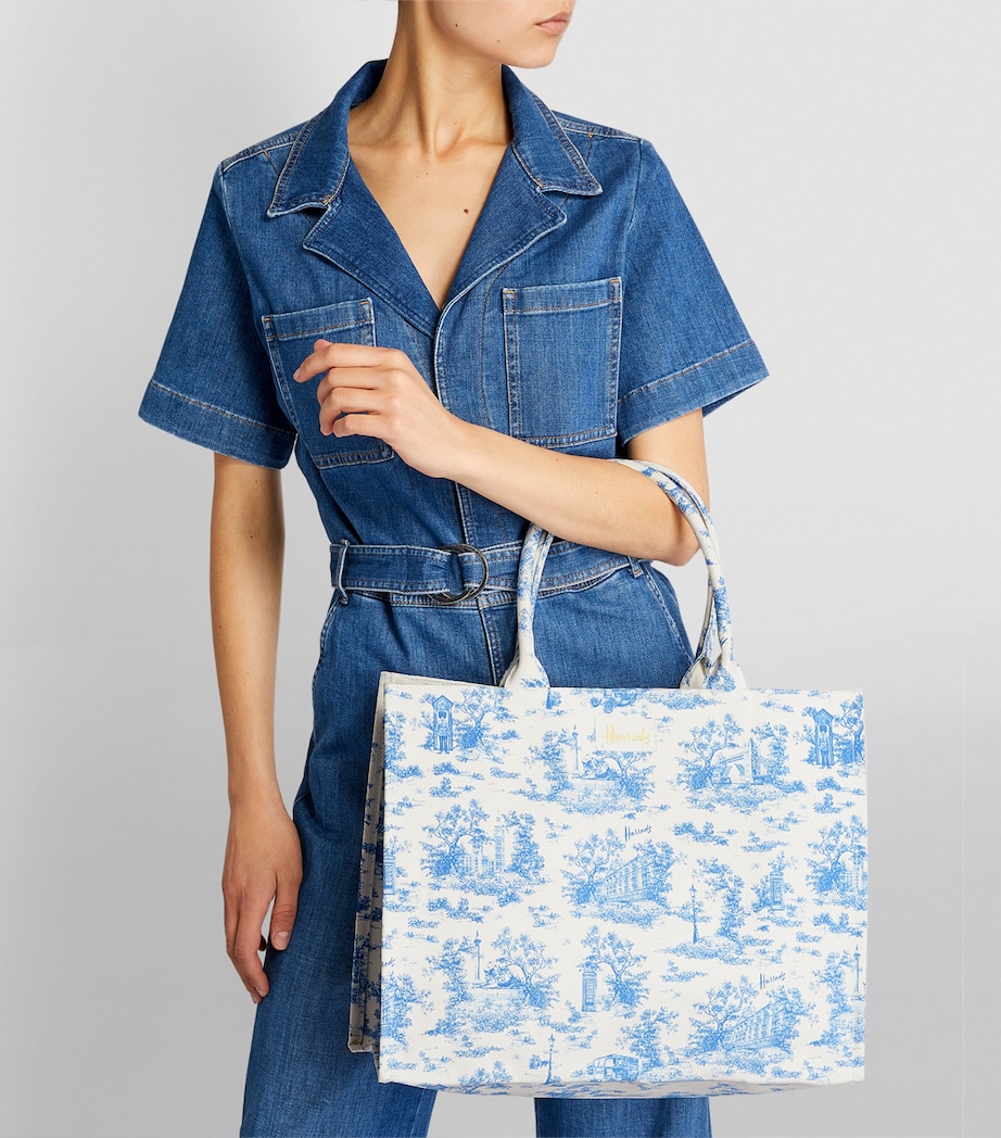 Harrods Toile Grocery Shopper Bag Blue Image 5