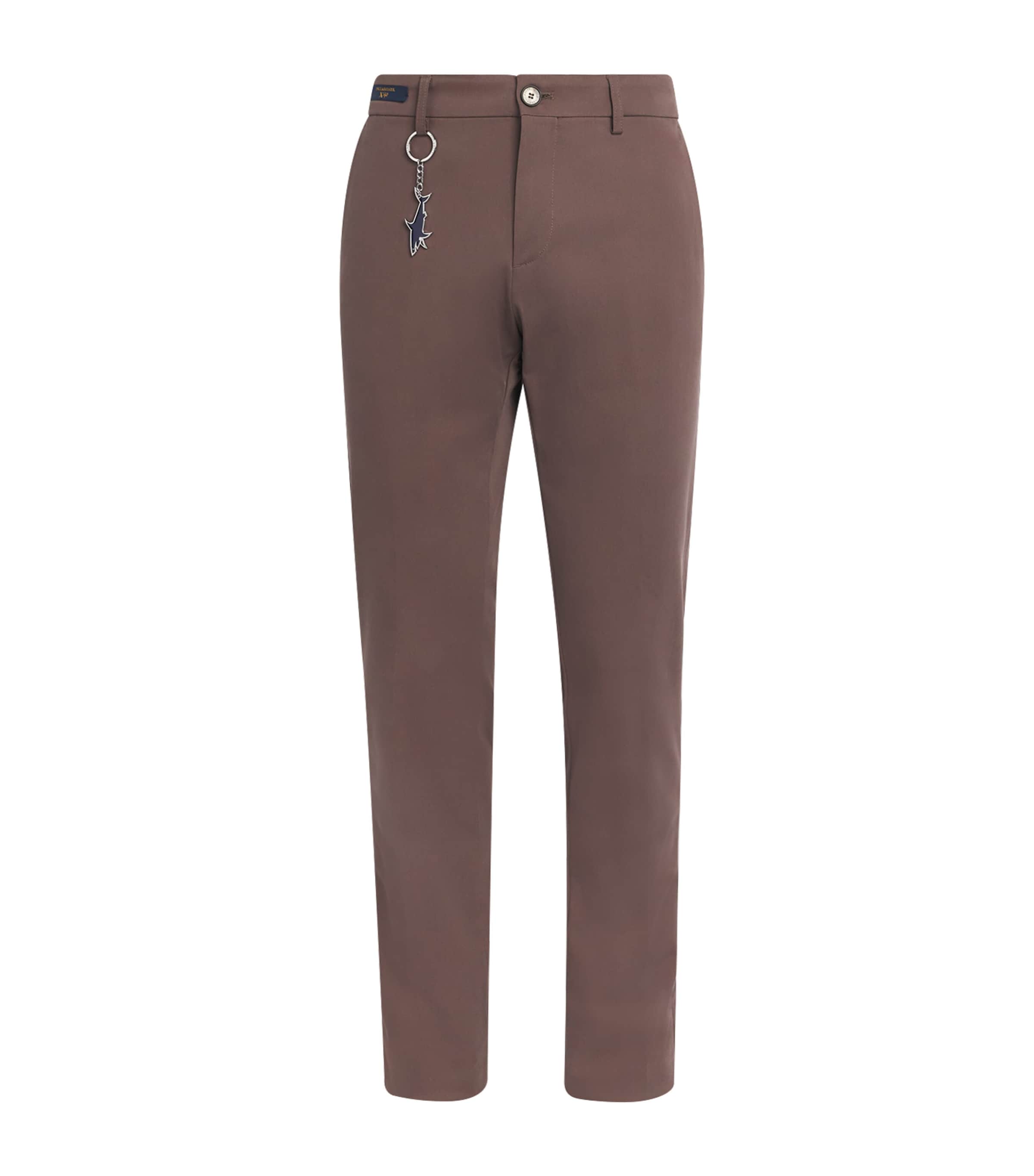 Paul & Shark Twill Straight Trousers In Brown