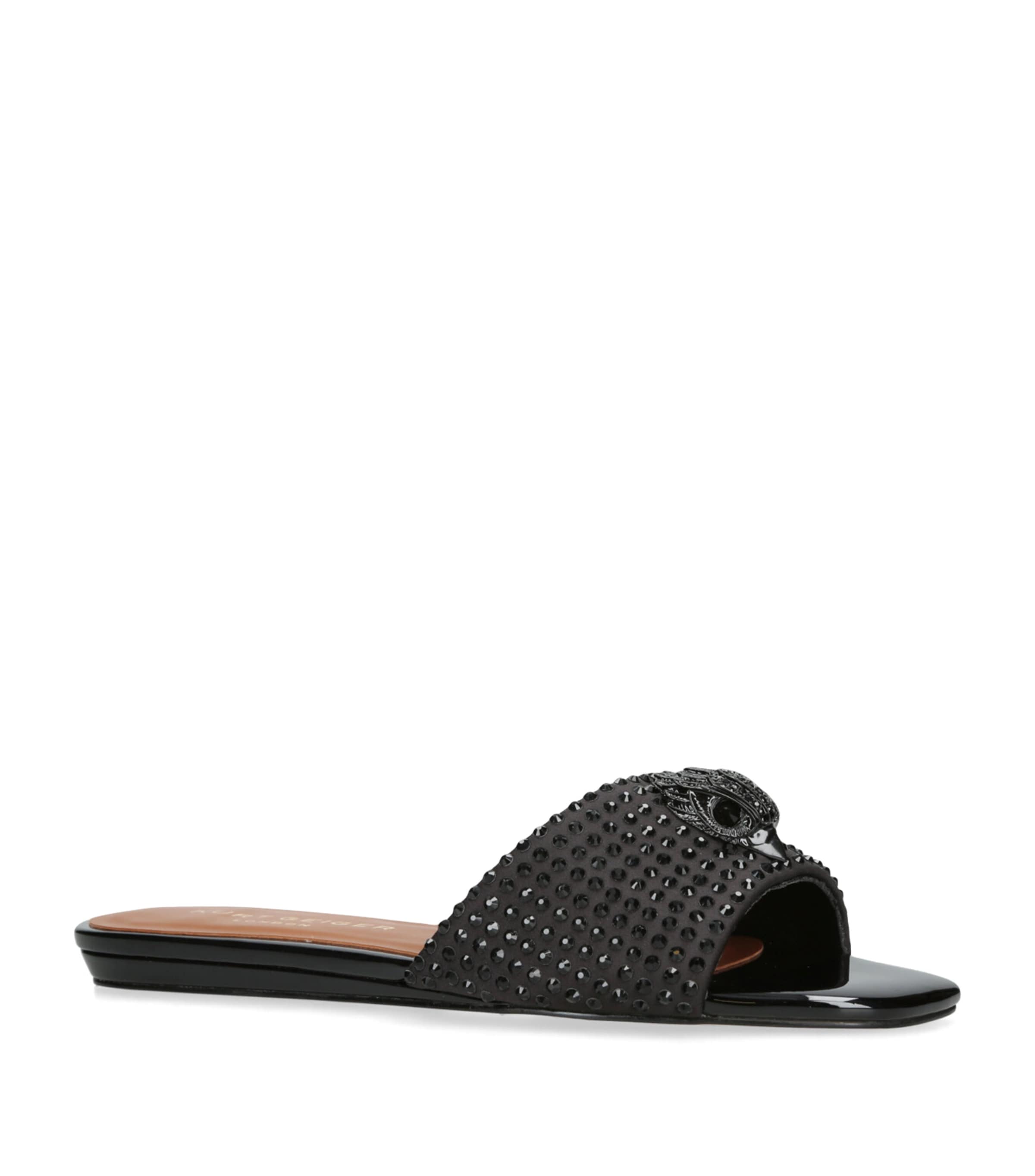 Shop Kurt Geiger Crystal-embellished Kensington Slides In Black