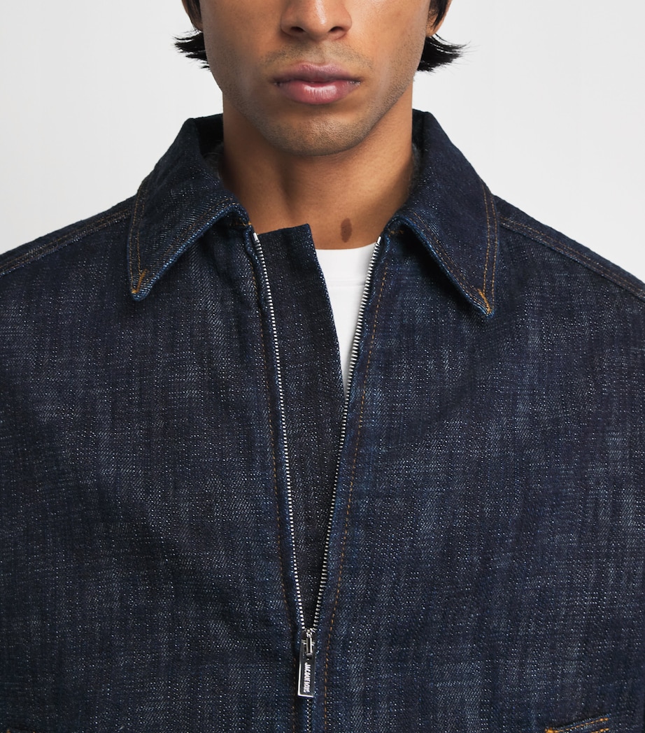Jacquemus Mens Logo Denim Jacket Dark Navy Image 3