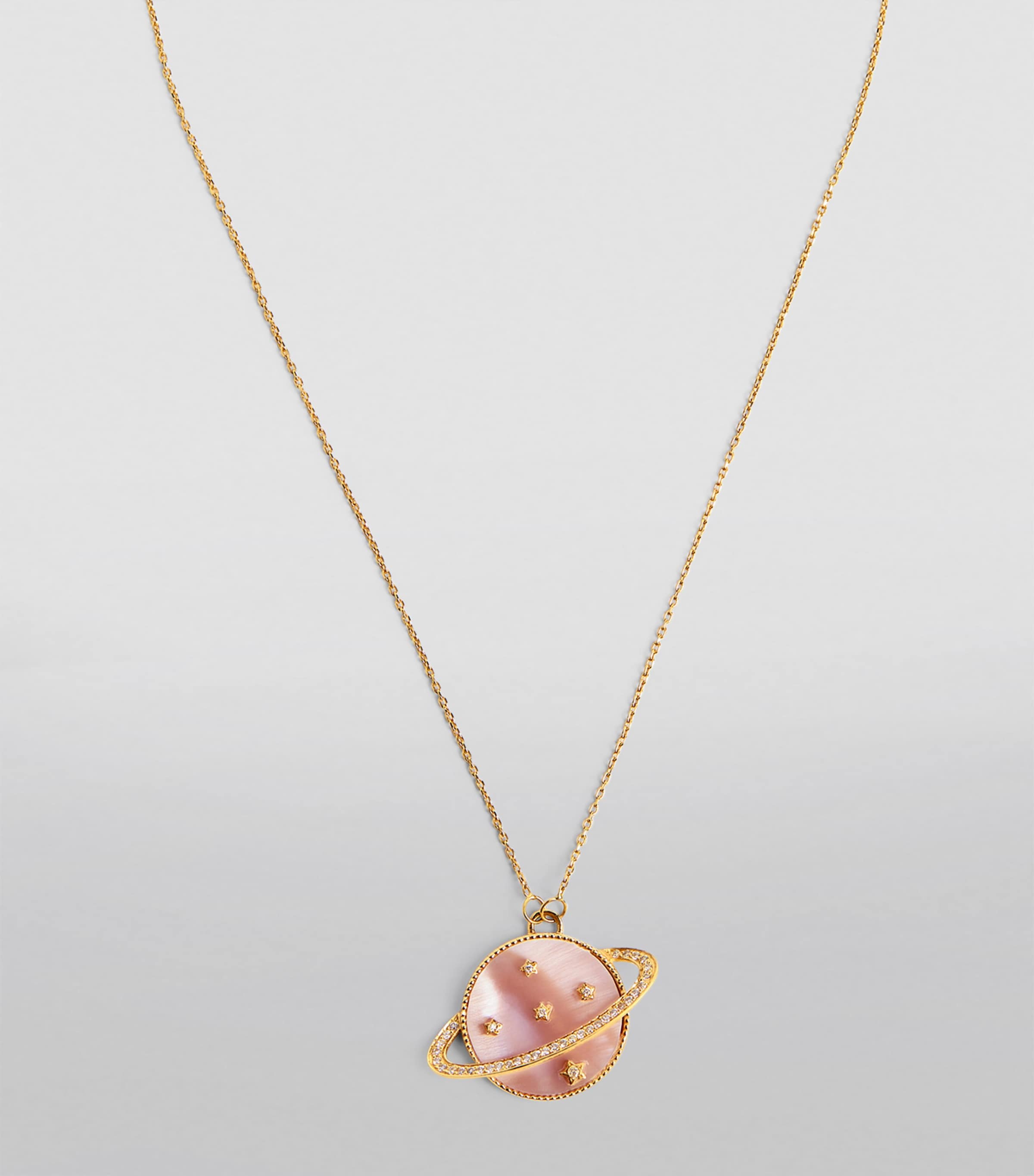 L'ATELIER NAWBAR Yellow Gold, Diamond and Pink Mother-of-Pearl Cosmic Love Necklace Pink Image 2