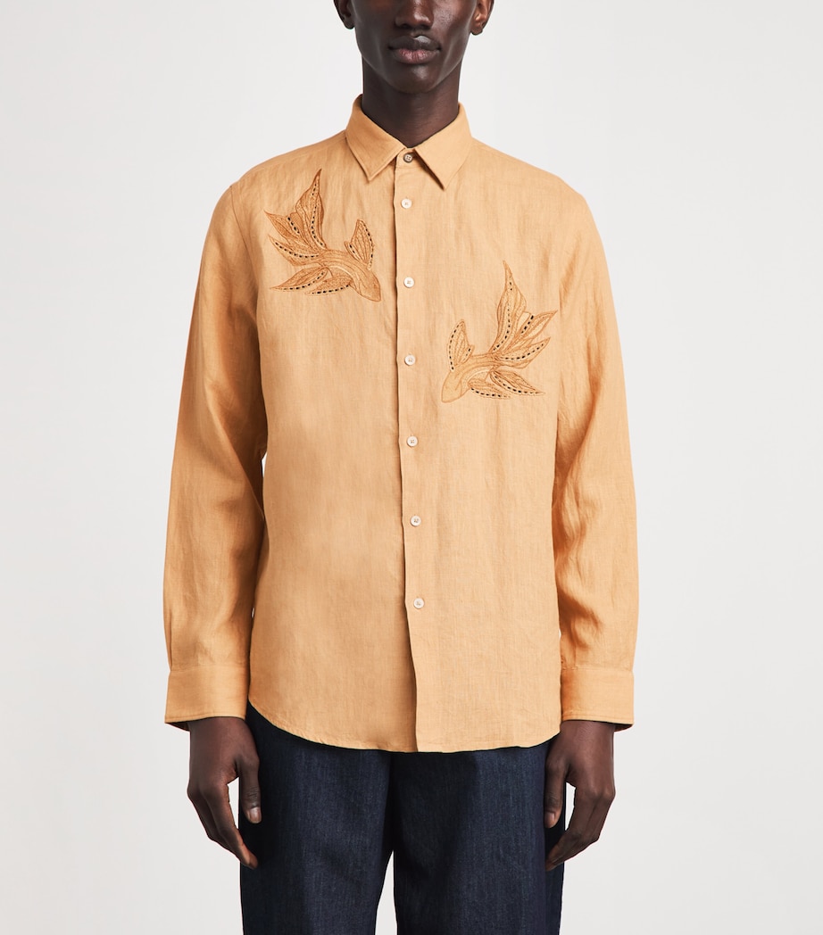 Paul Smith Mens Fish-Embroidered Linen Shirt Image 4
