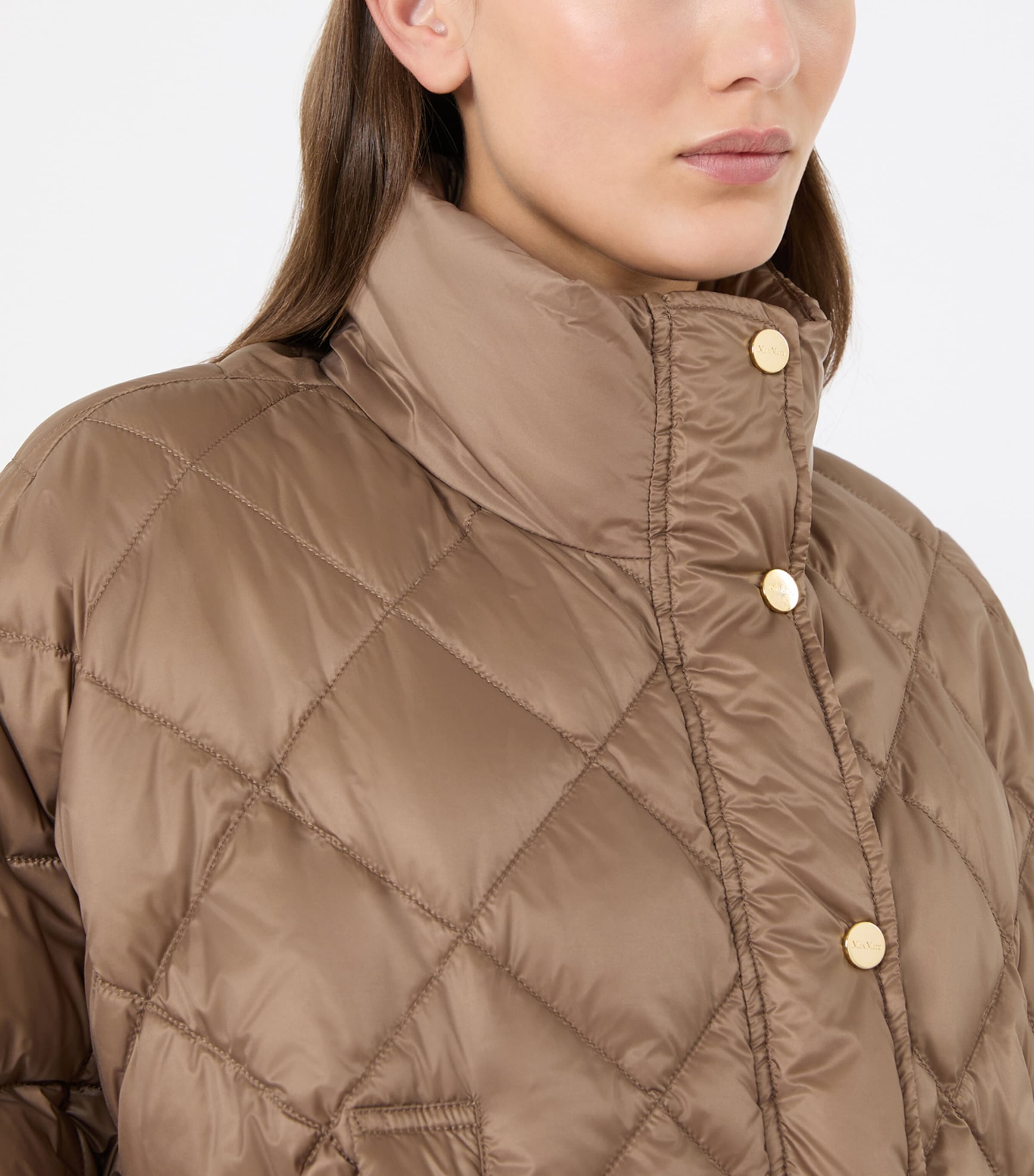 Max Mara Womens Short-Sleeve Quilted Jacket Camel Image 4