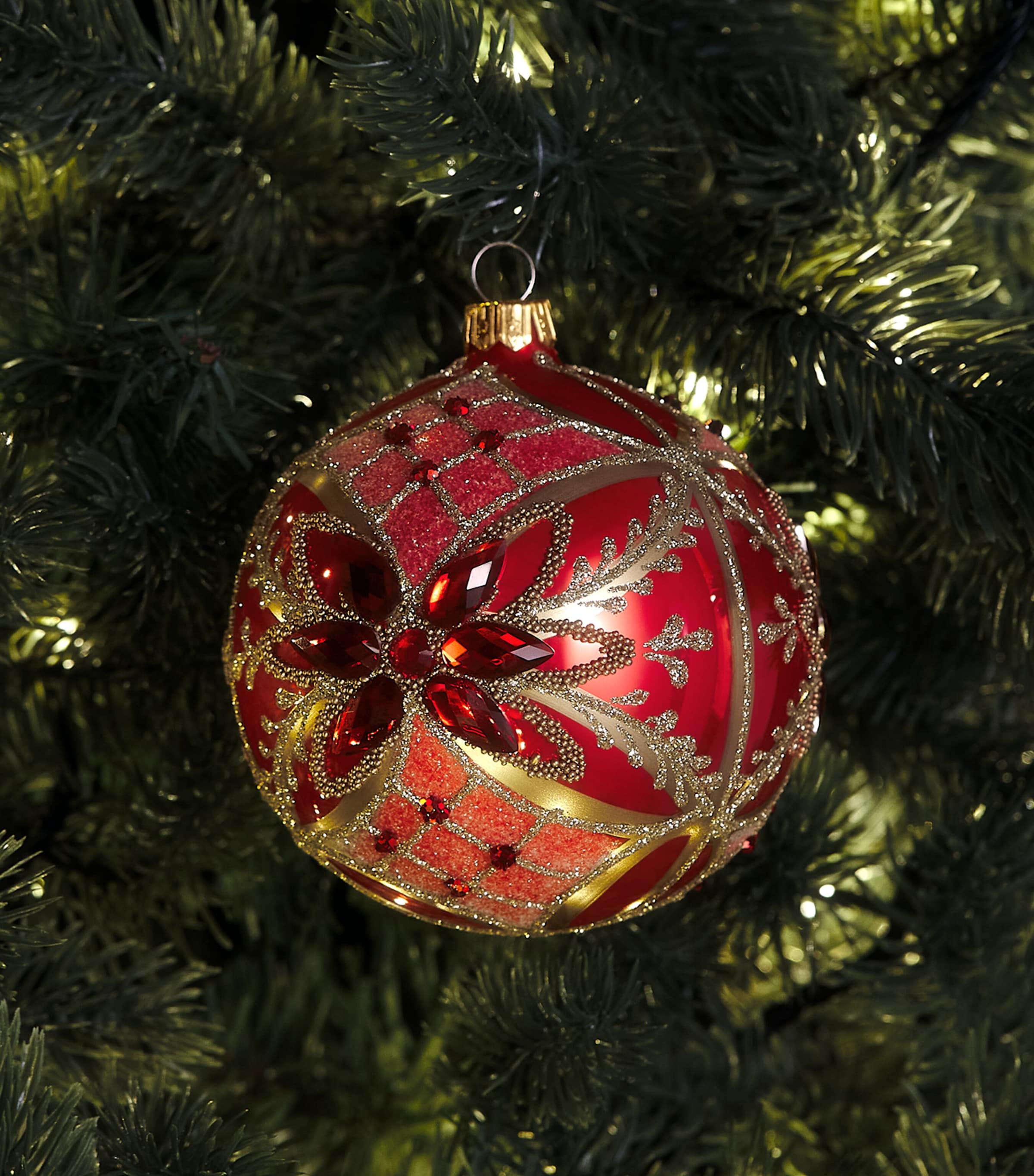 Harrods Glass Flower Bauble Coral Image 3