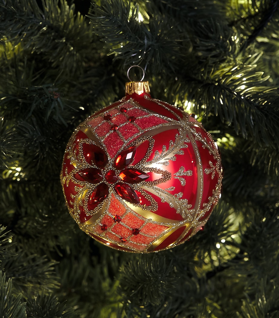 Harrods Glass Flower Bauble Coral Image 3