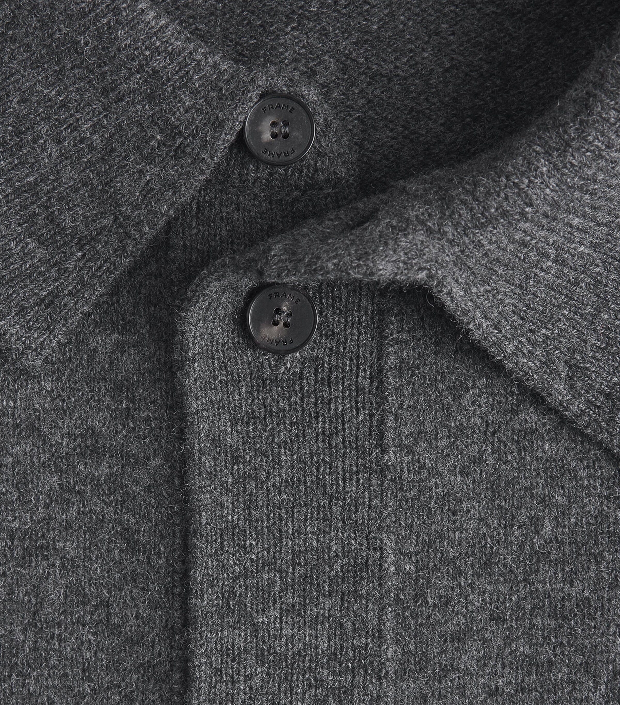 FRAME Mens Wool Collar Cardigan Dkgr Dark Grey Image 6