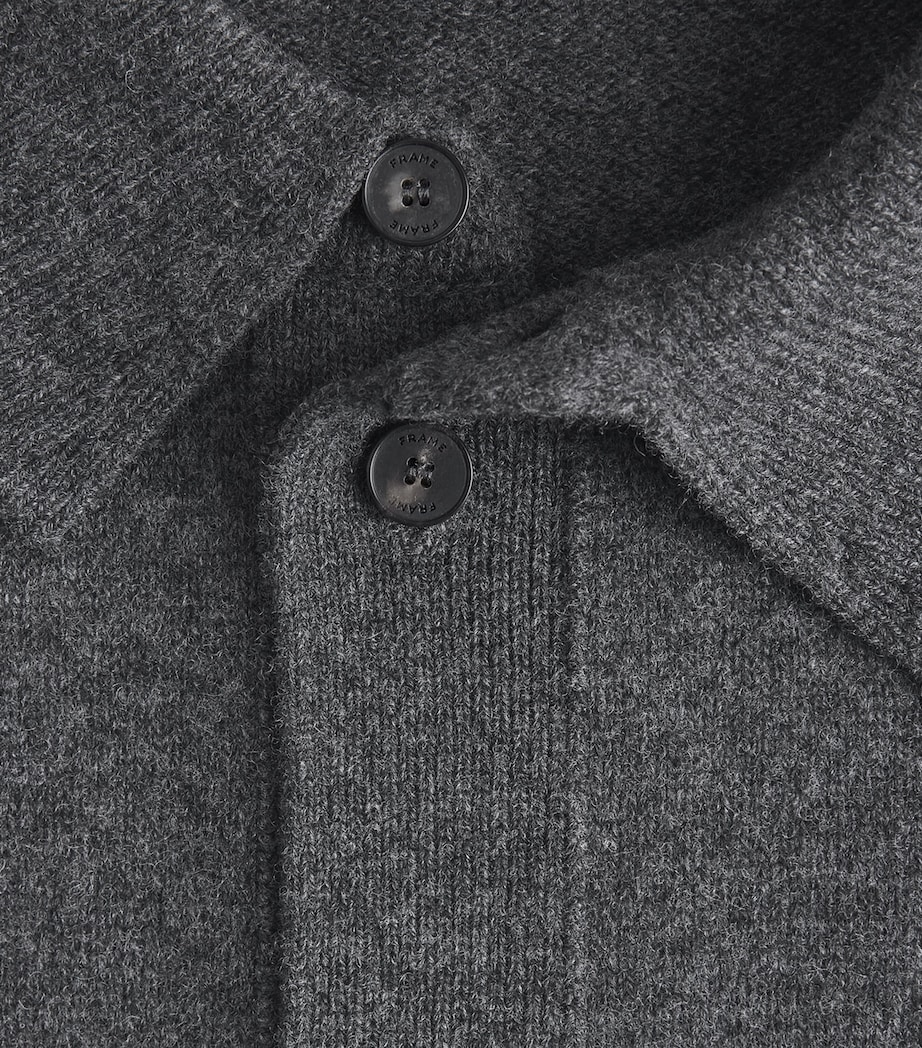 FRAME Mens Wool Collar Cardigan Dkgr Dark Grey Image 6