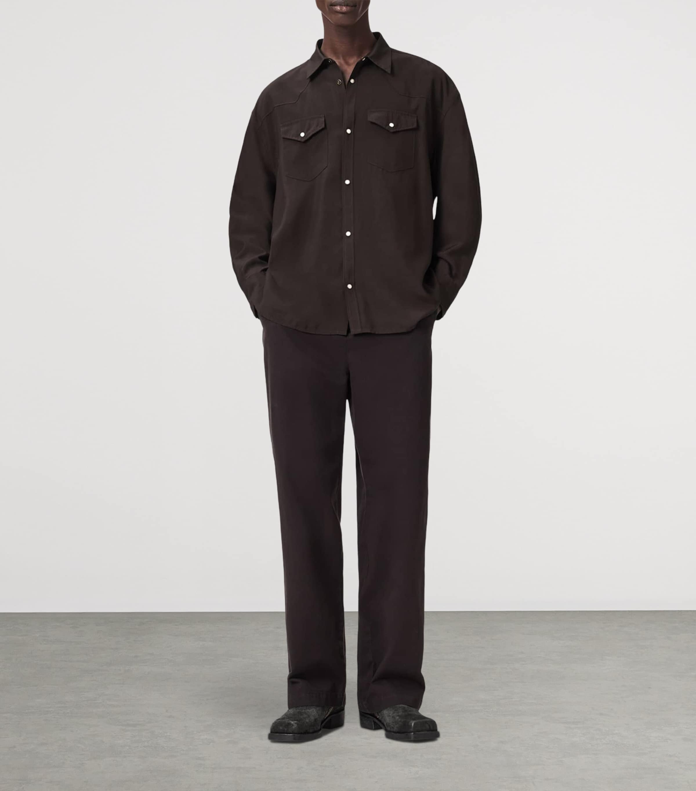 AllSaints Mens Pickett Overshirt Brown Image 2
