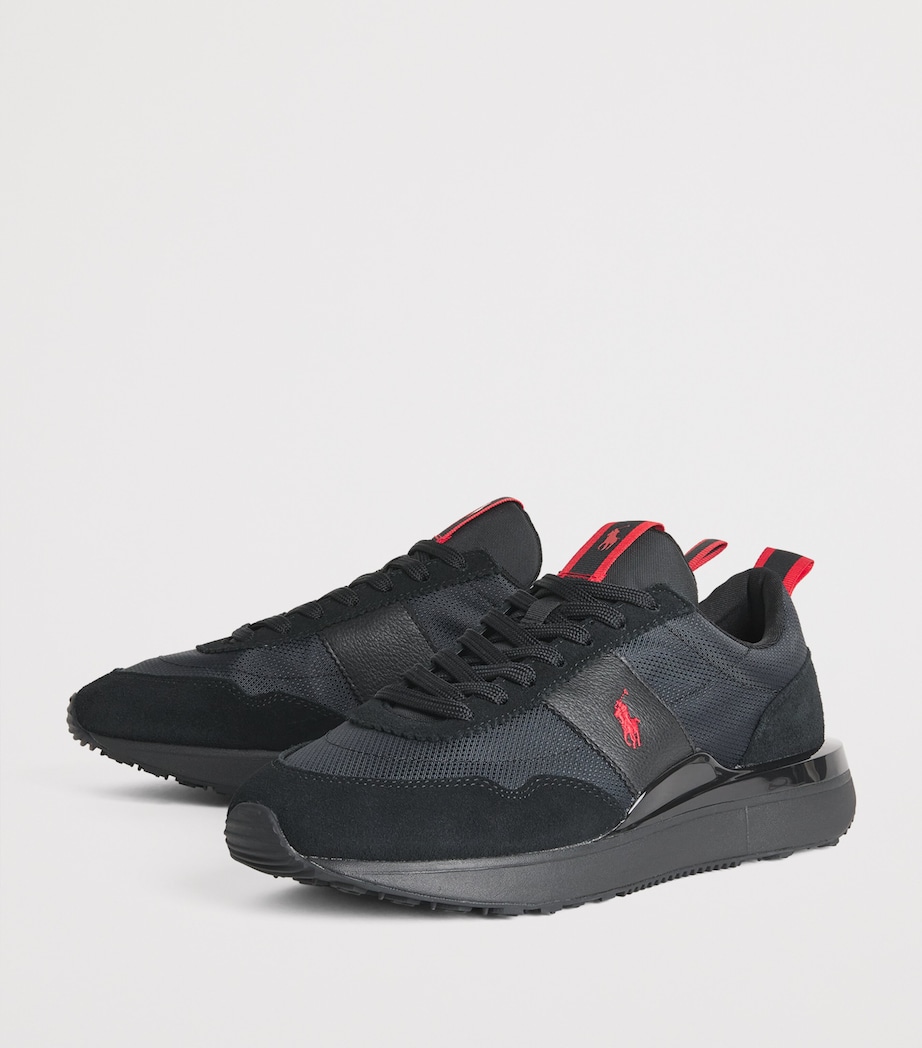 Polo Ralph Lauren Leather-Blend Logo Sneakers Triple Black/red Pp Image 3