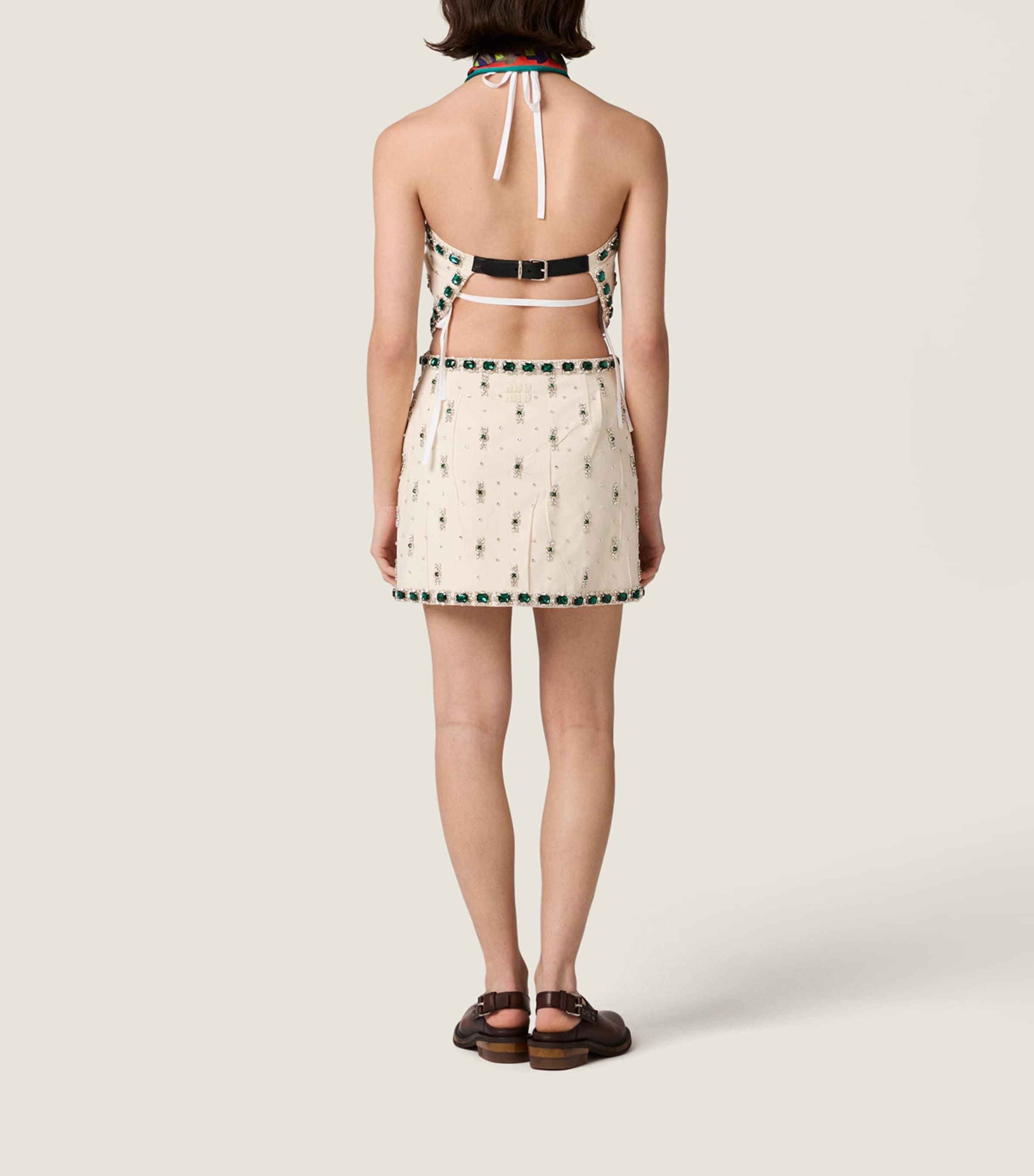 Miu Miu Womens Cotton Embellished Mini Skirt Image 3
