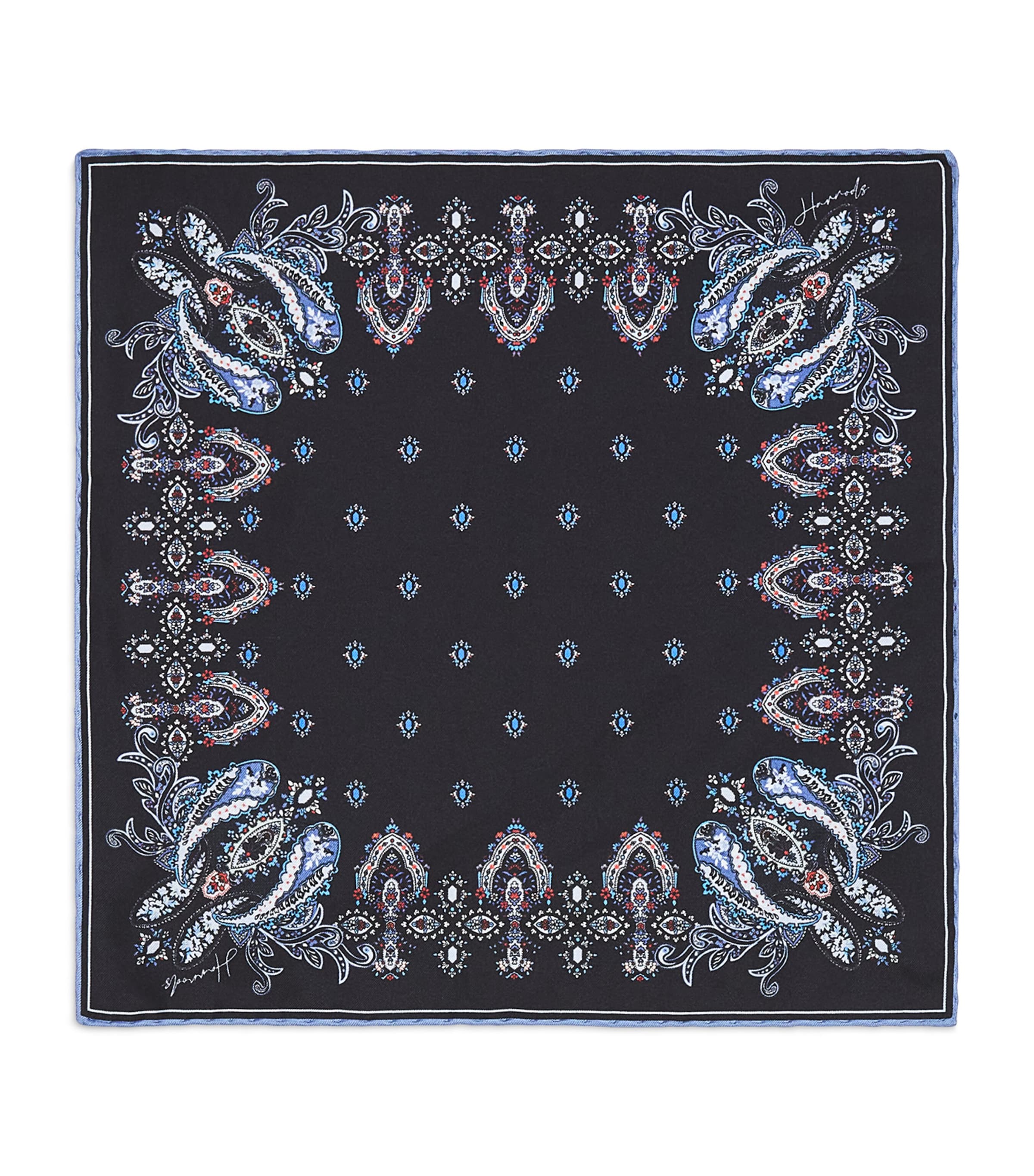 Harrods Silk Paisley Print Pocket Square