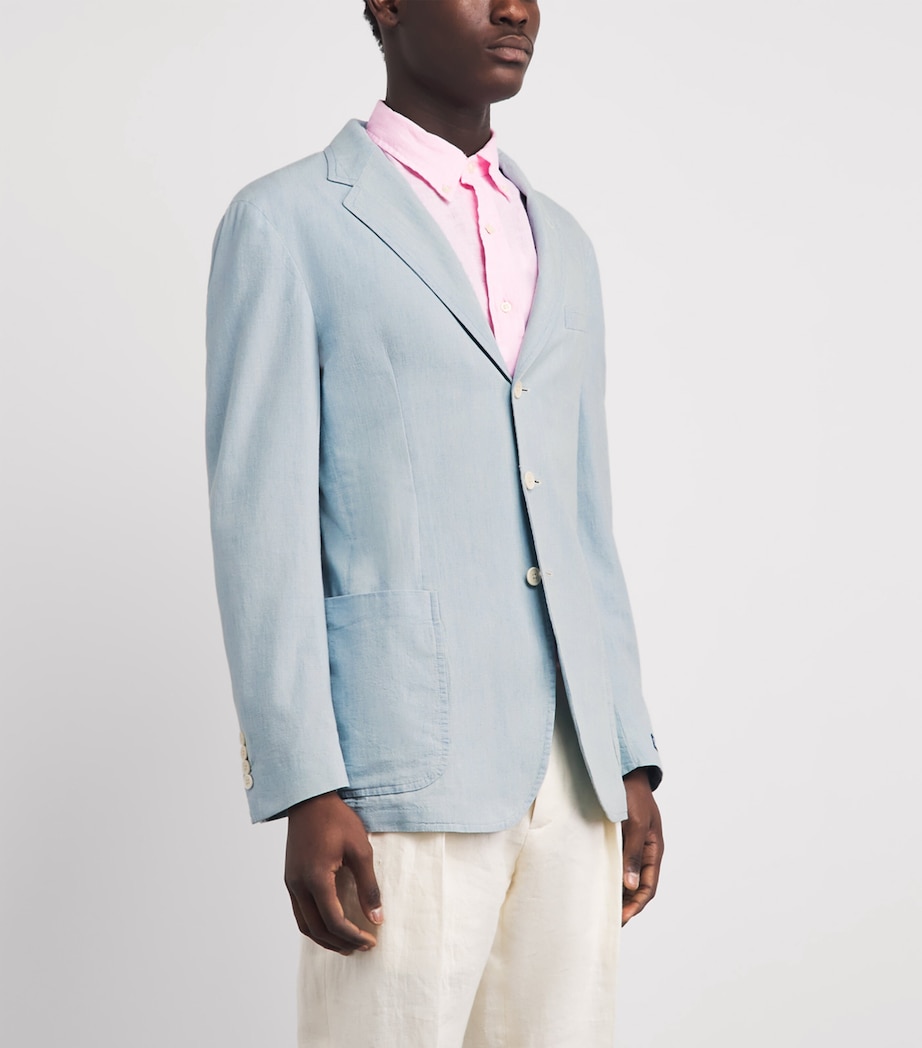 Polo Ralph Lauren Mens Linen Single-Breasted Blazer Chambray Image 4