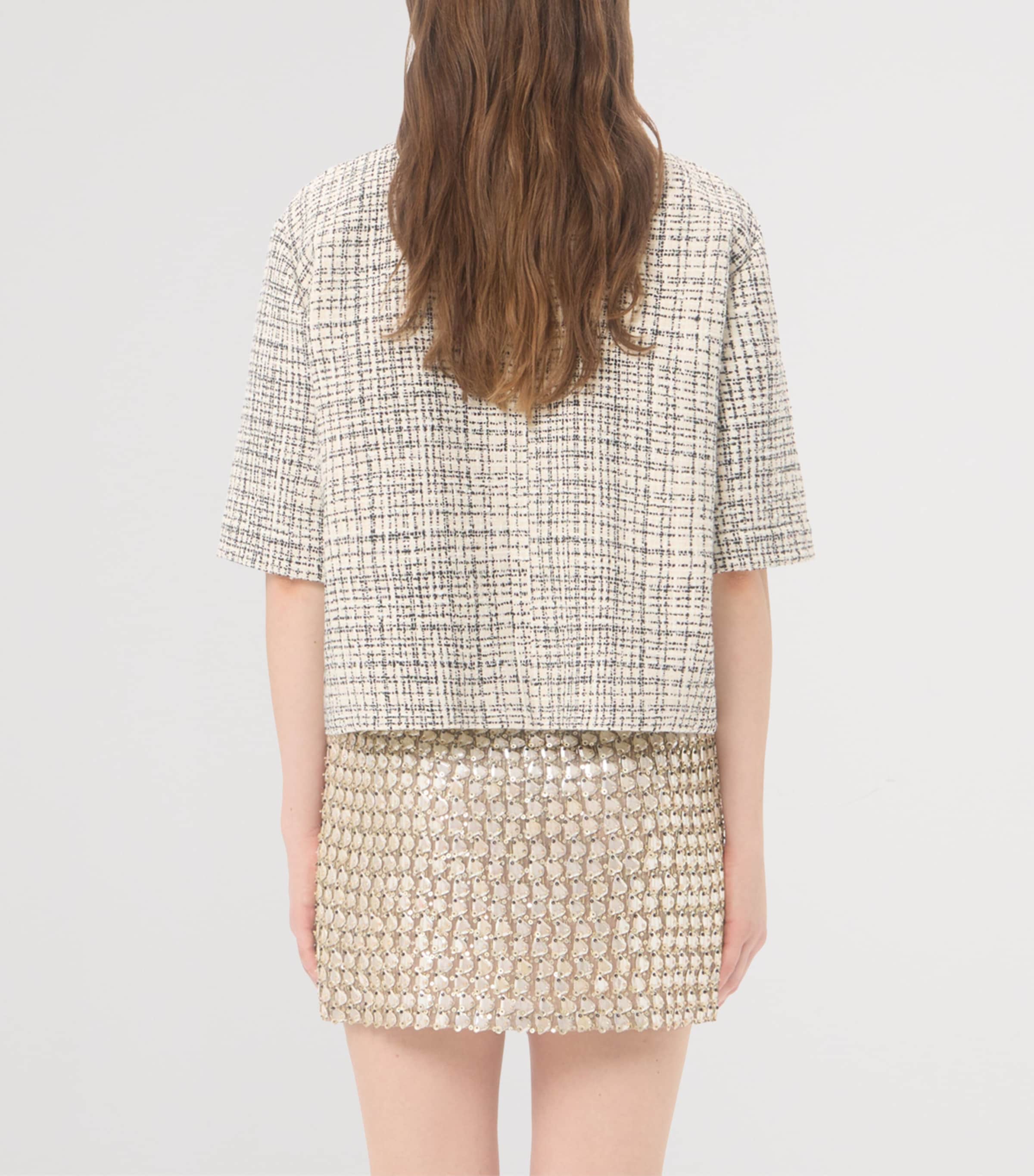 Valentino Womens Tweed Cropped-Sleeve Jacket Image 5