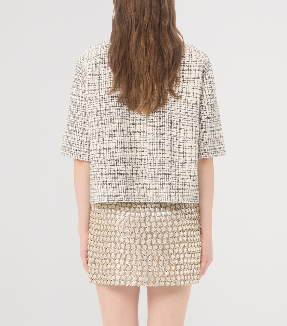 Valentino Womens Tweed Cropped-Sleeve Jacket Image 5