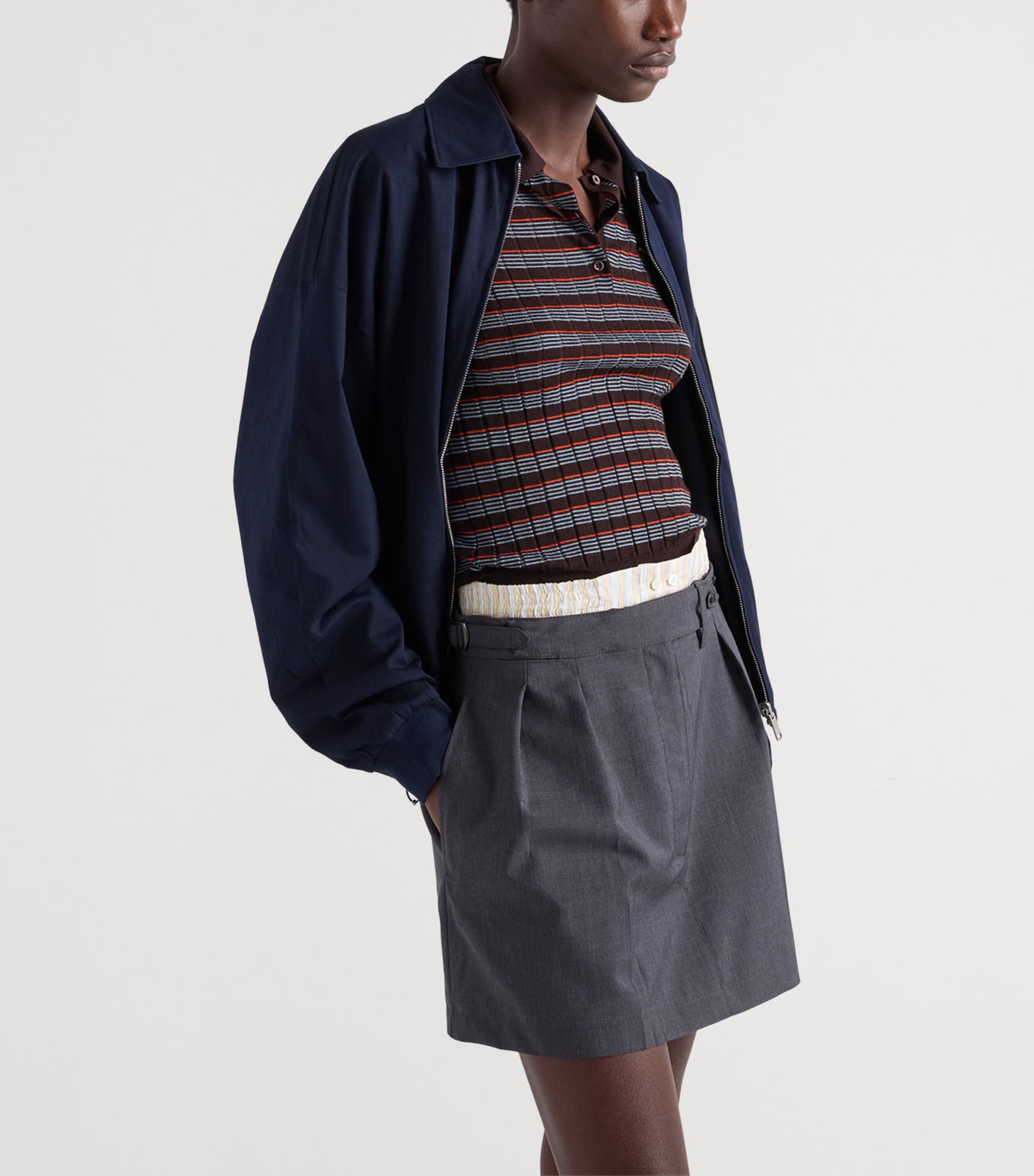 Prada Womens Wool-Mohair Mini Skirt Grey Image 4