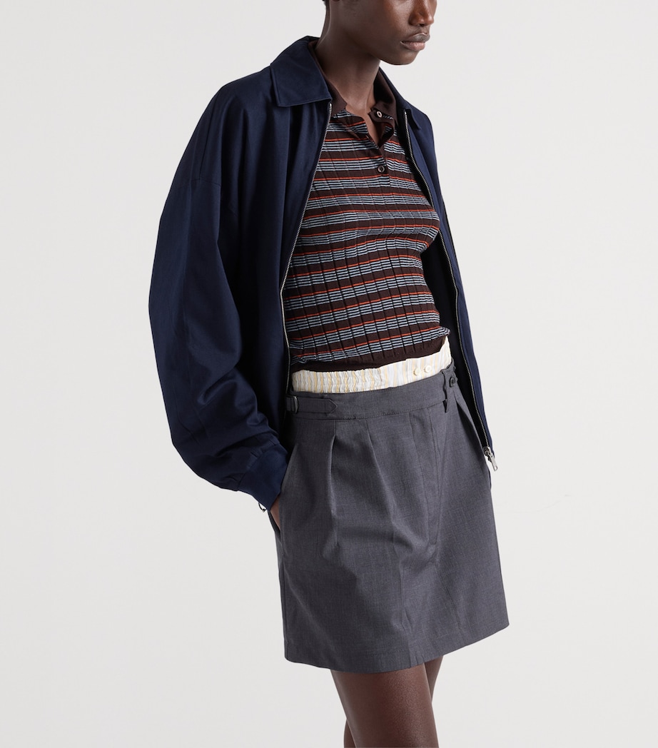 Prada Womens Wool-Mohair Mini Skirt Grey Image 4