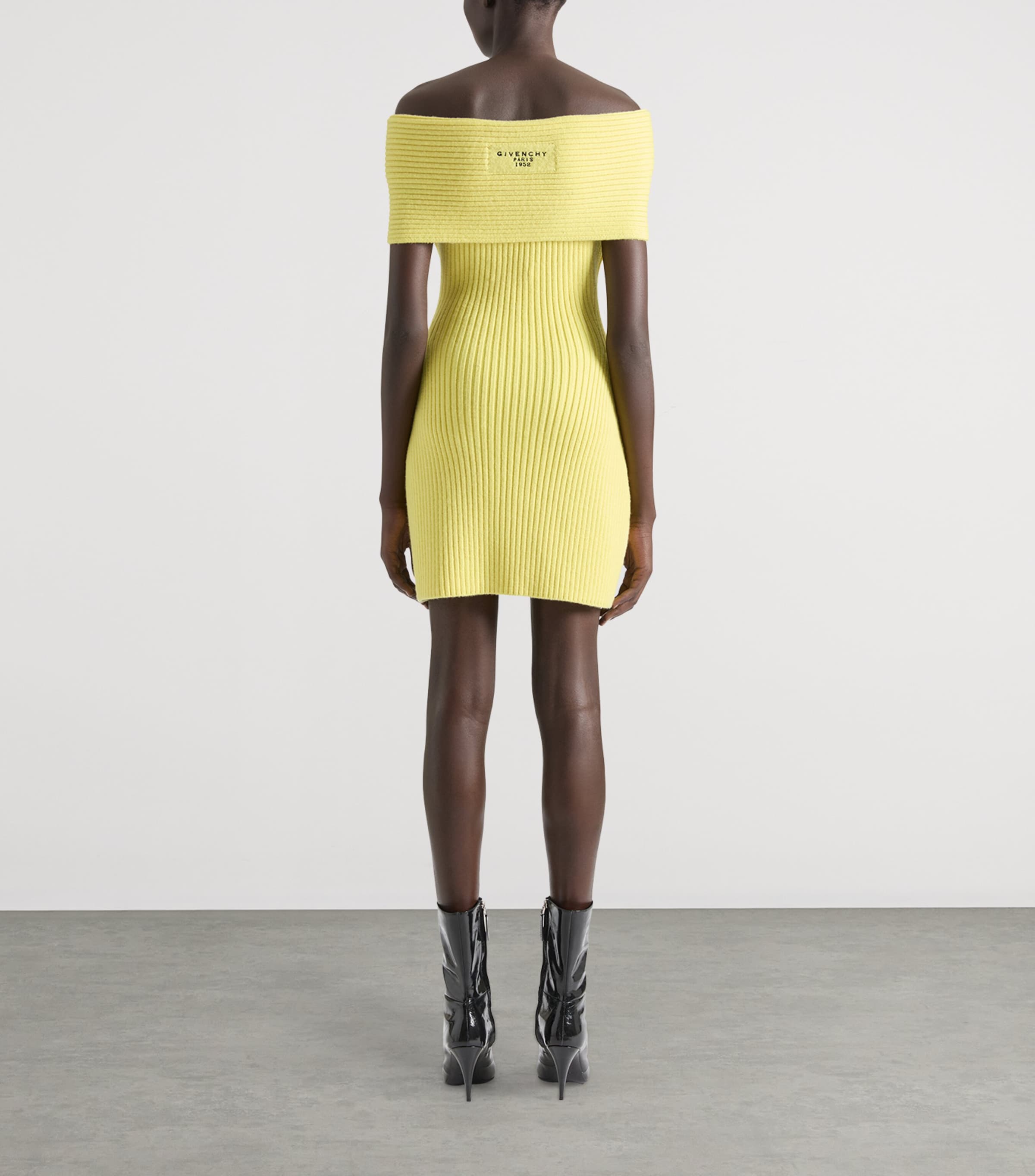 Givenchy Womens Wool-Blend Knit Mini Dress Acid Yellow Image 3