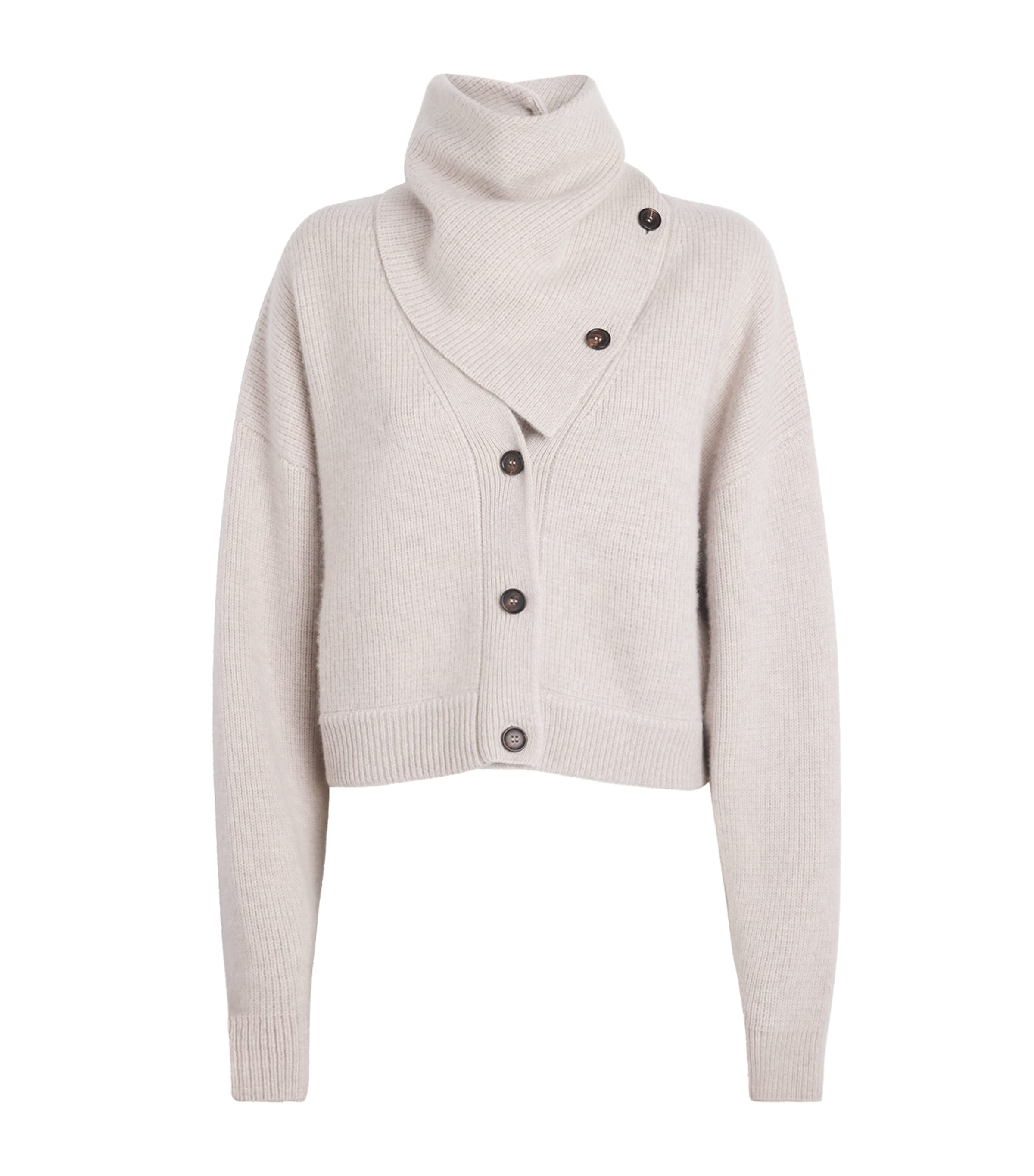 Le Kasha Cashmere Detachable-scarf Derios Cardigan In Neutral