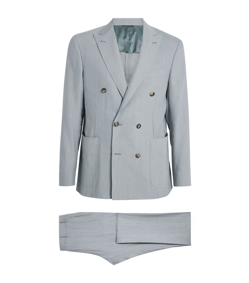 Linen-Wool Kei Double-Breasted Blazer
