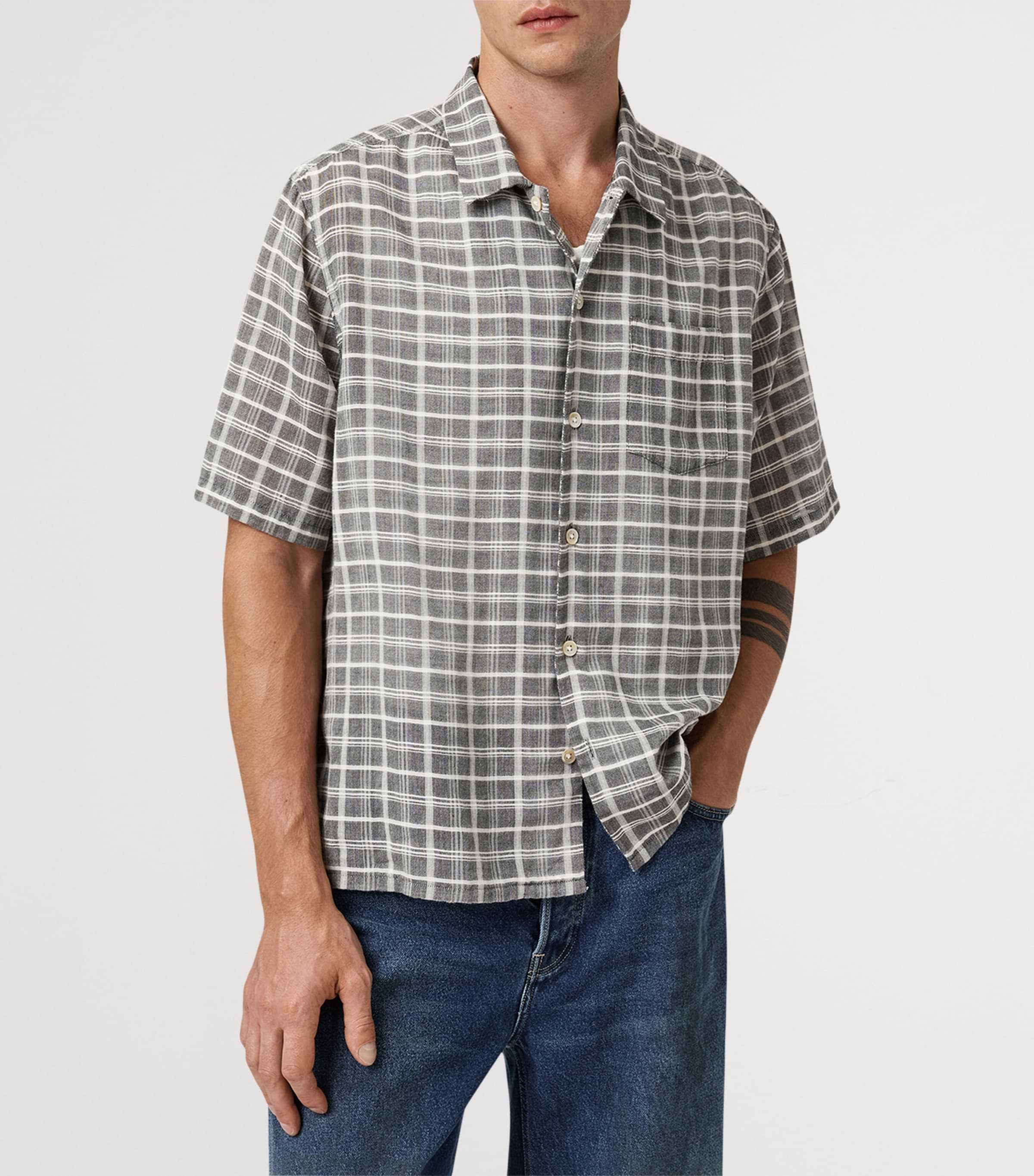 Organic Cotton Check Sandy Shirt EBONY GREY Image 4