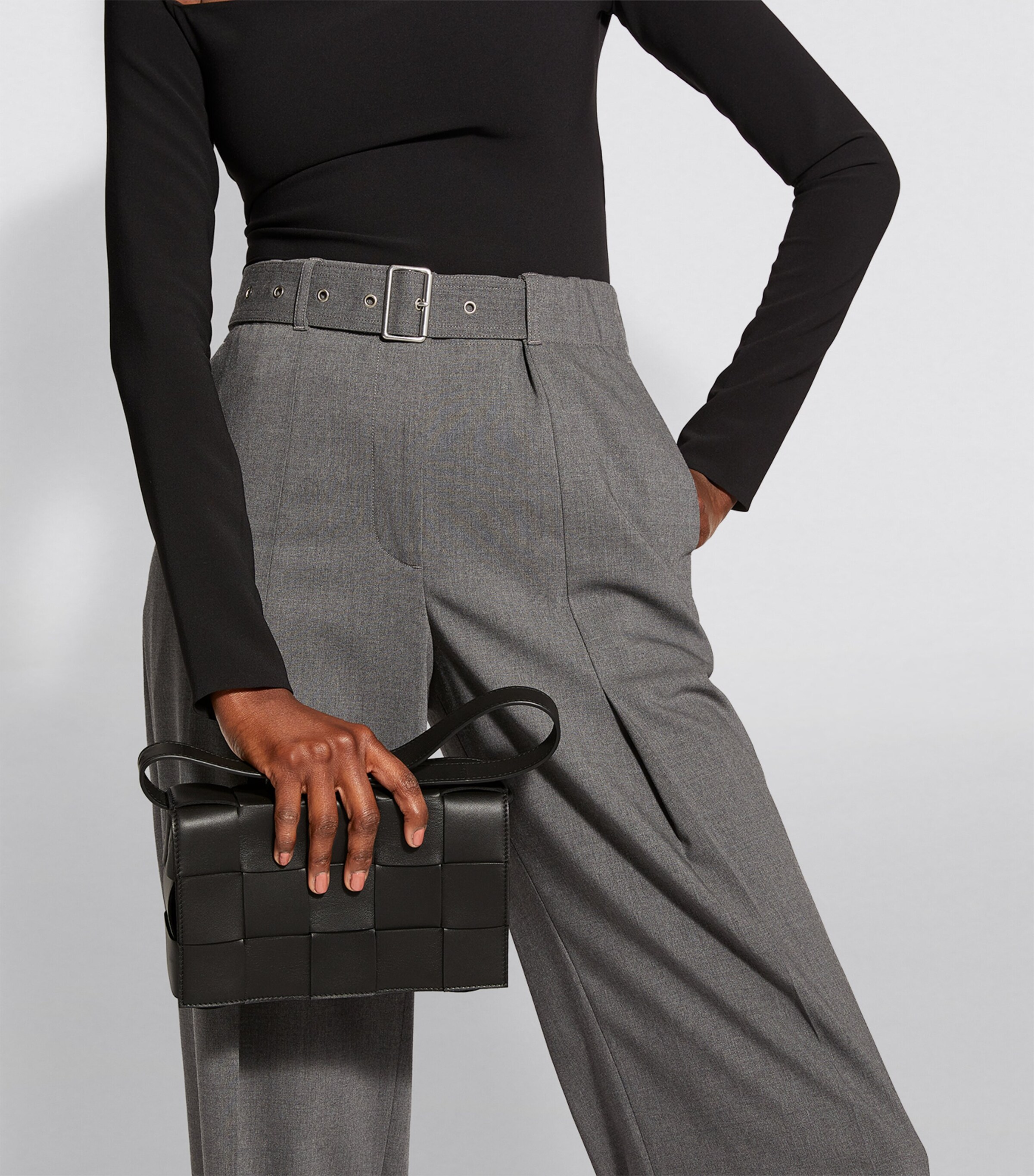 Bottega Veneta Leather Cassette Cross-Body Bag Black Silver Image 5