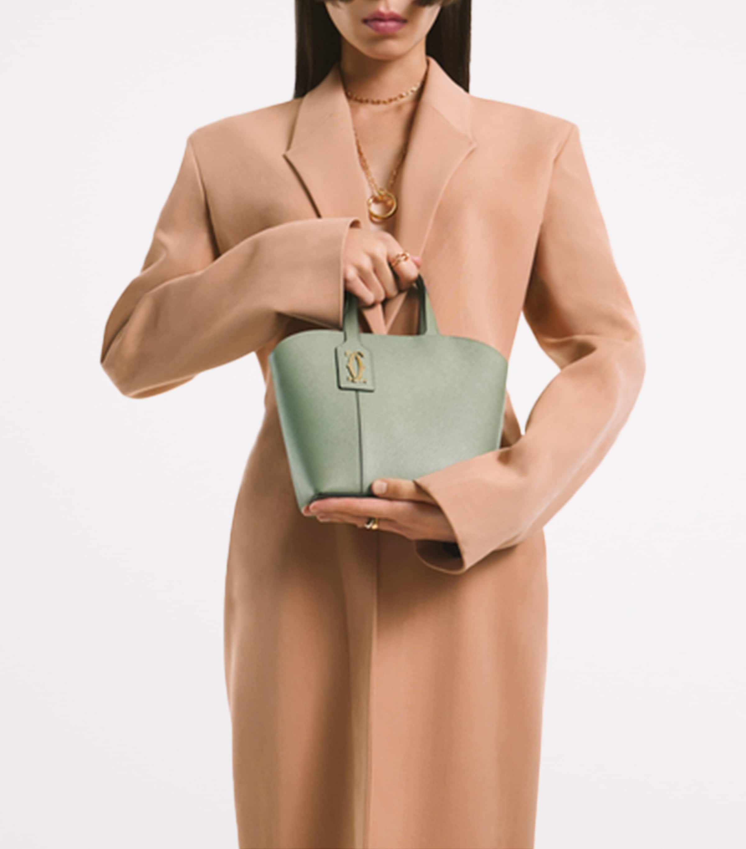 Mini Leather C de Cartier Tote Bag SAGE GREEN Image 6