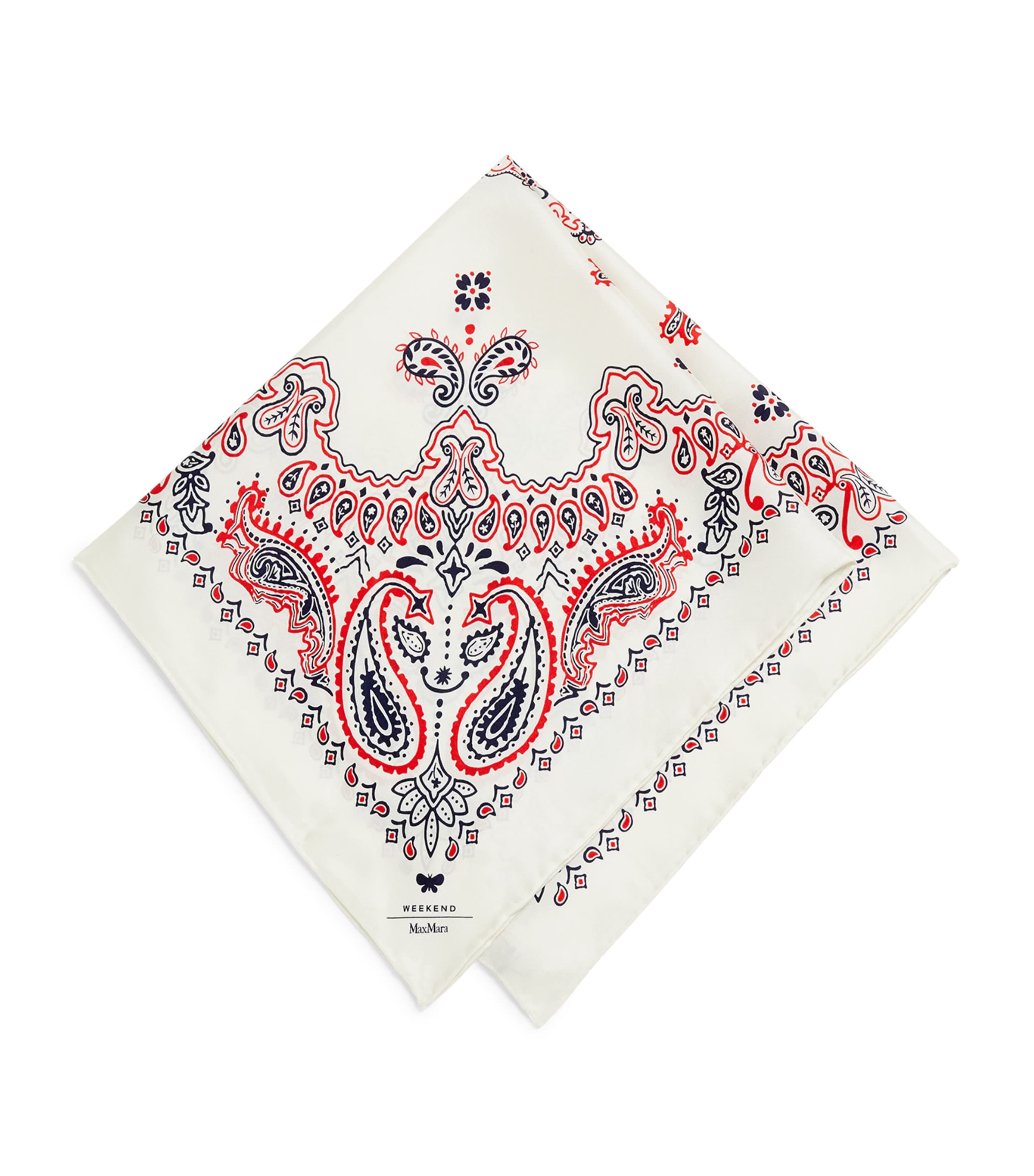 Weekend Max Mara Silk Paisley Print Square Scarf In Sand
