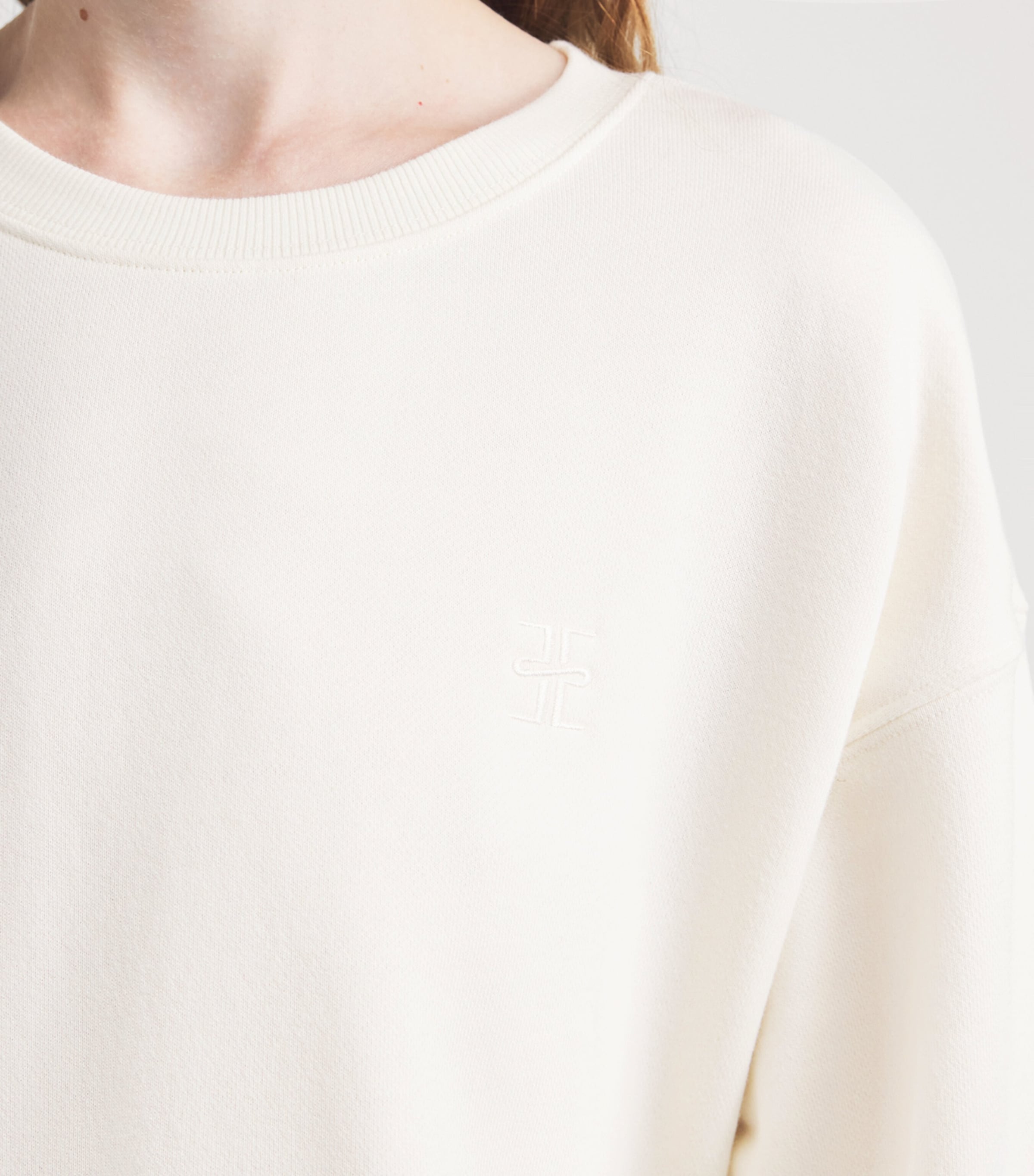 ÉTERNE Womens Cotton Oversized Sweatshirt Crm Cream Image 3