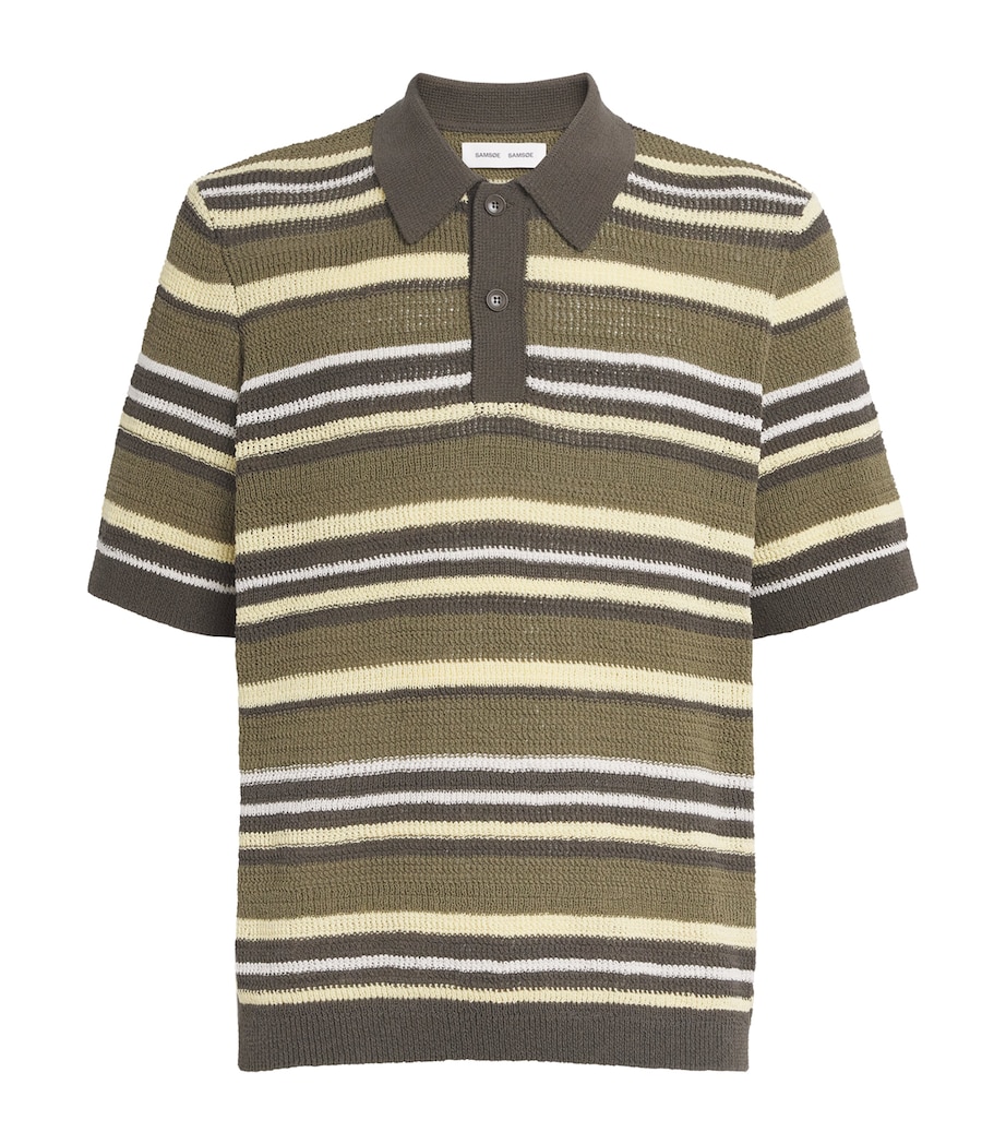 Samsøe Samsøe Mens Organic Cotton-Blend Polo Shirt Burnt Olive St. Image 1
