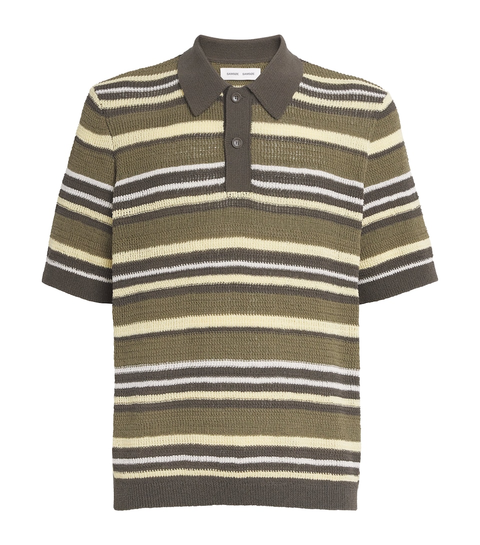 Samsøe Samsøe Organic Cotton-Blend Polo Shirt Burnt Olive St.