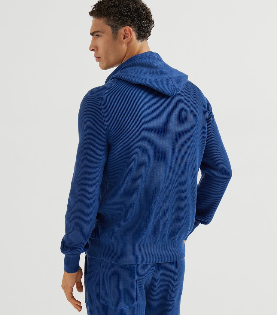 Brunello Cucinelli Mens Cotton Knitted Hoodie Image 4
