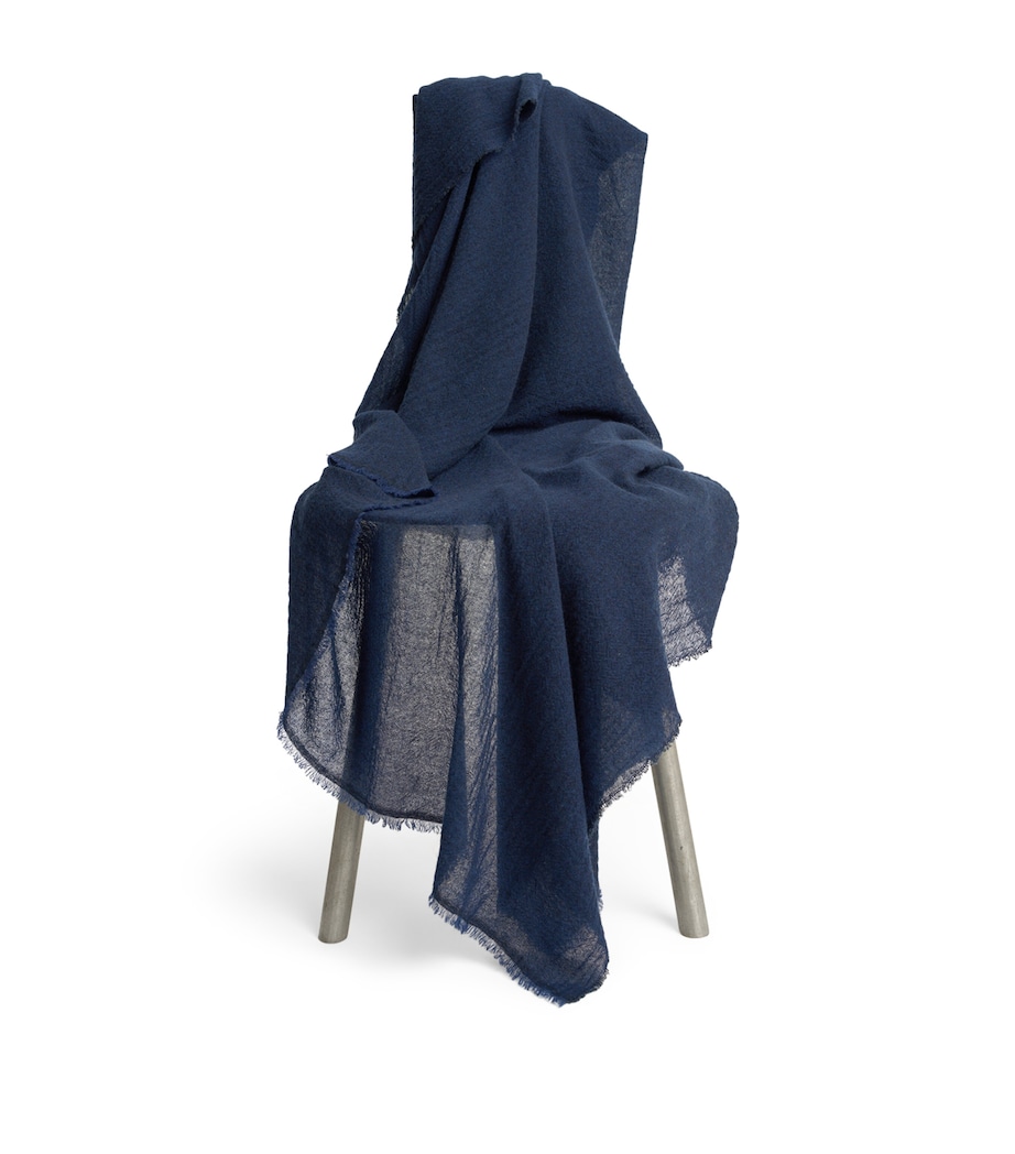Cashmere Woven Esra Throw (200cm x 140cm) INDIGO Image 2