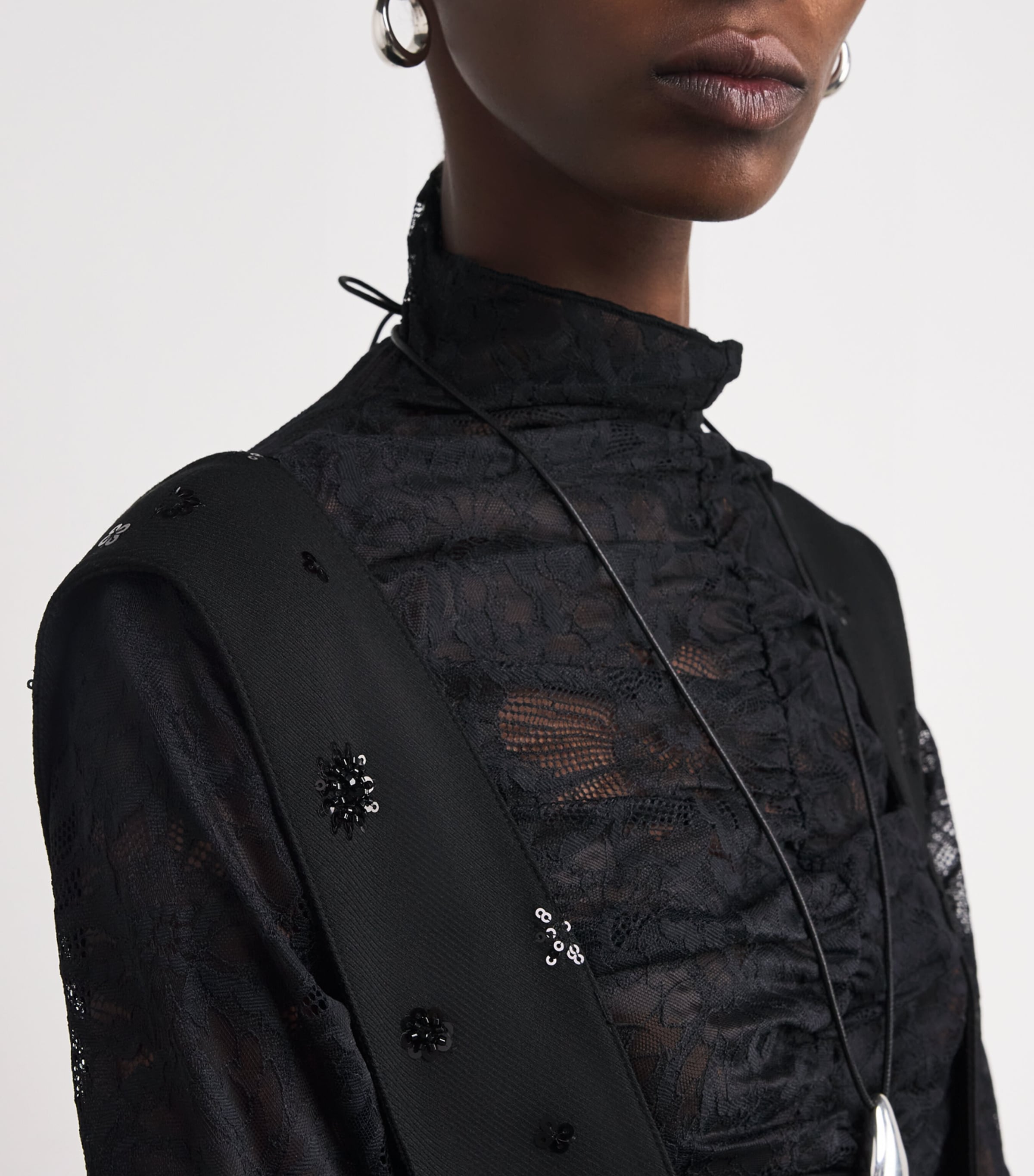 Embellished Straight Dungarees BLACK Image 6