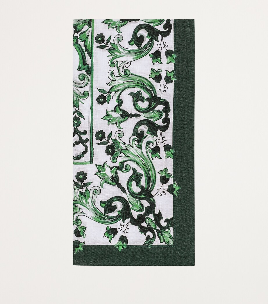Linen Majolica Placemat and Napkin Set UV013-VERDE FD.BIANC Image 6
