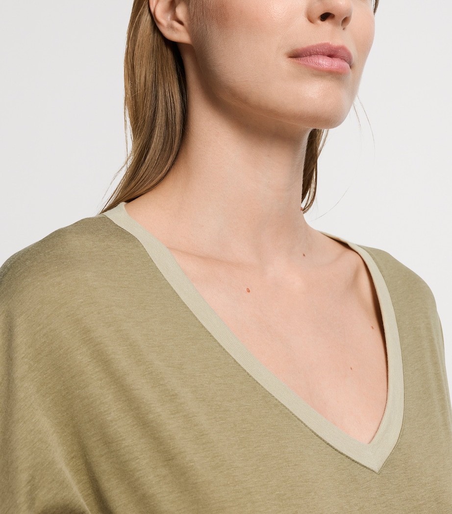 Hanro Womens Cotton-Modal Laura Nightdress Covert Green Image 6