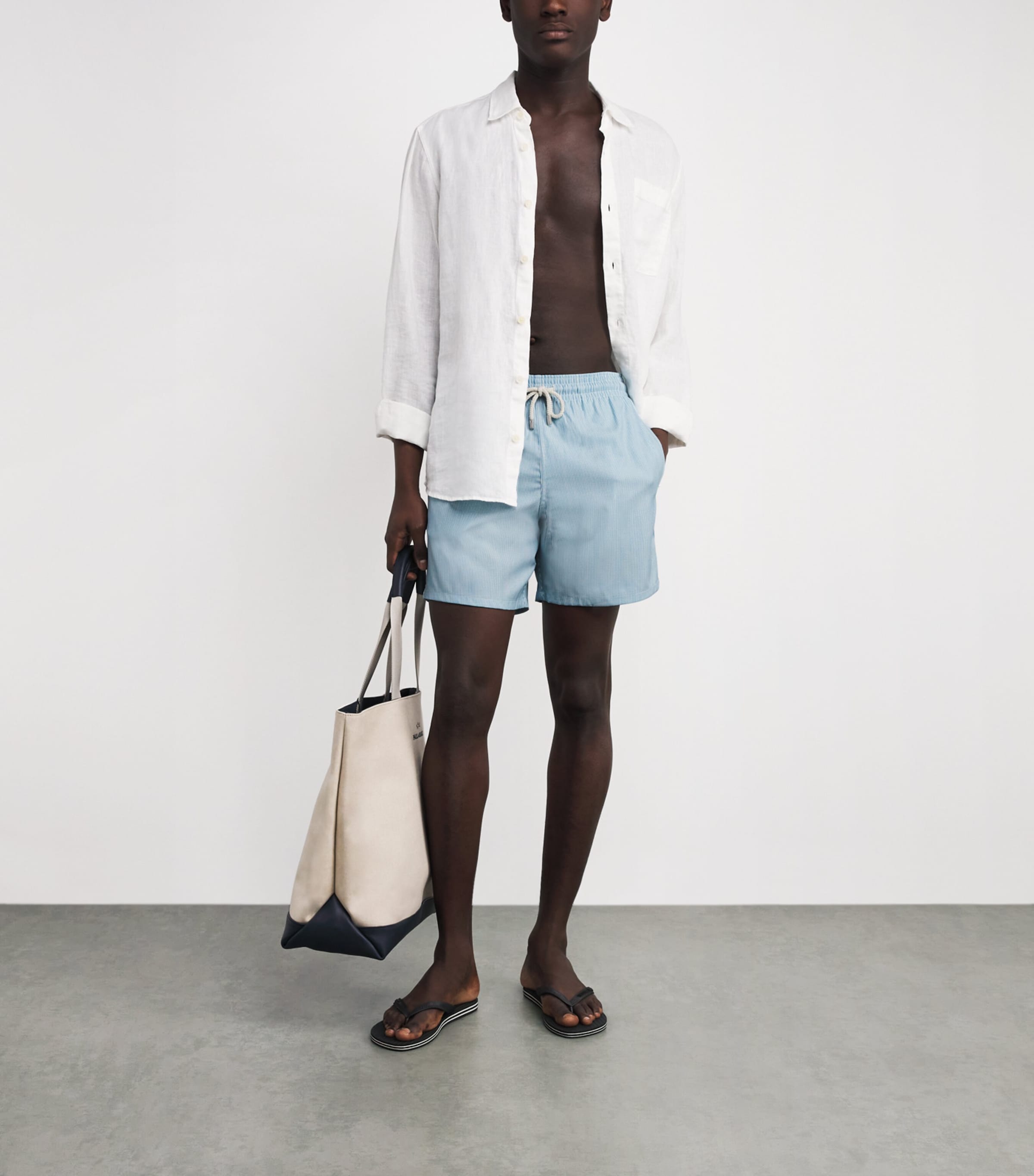 Merino Wool Stripe Moopea Swim Shorts 612-TOPAZE BLEUE Image 2