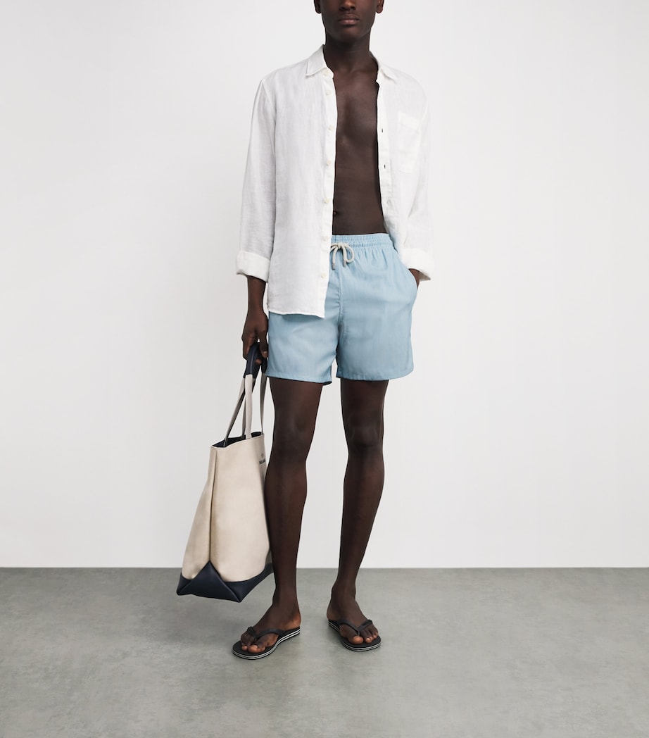 Merino Wool Stripe Moopea Swim Shorts 612-TOPAZE BLEUE Image 2